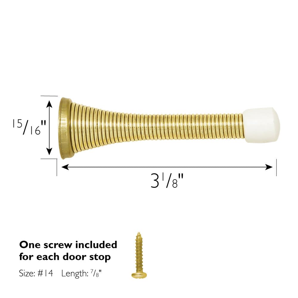 10-Pack Polished Brass Spring Door Stops, Flexible Door Stopper with Rubber Tip – Spring Door Stopper – Design House, 181693 - Image 3