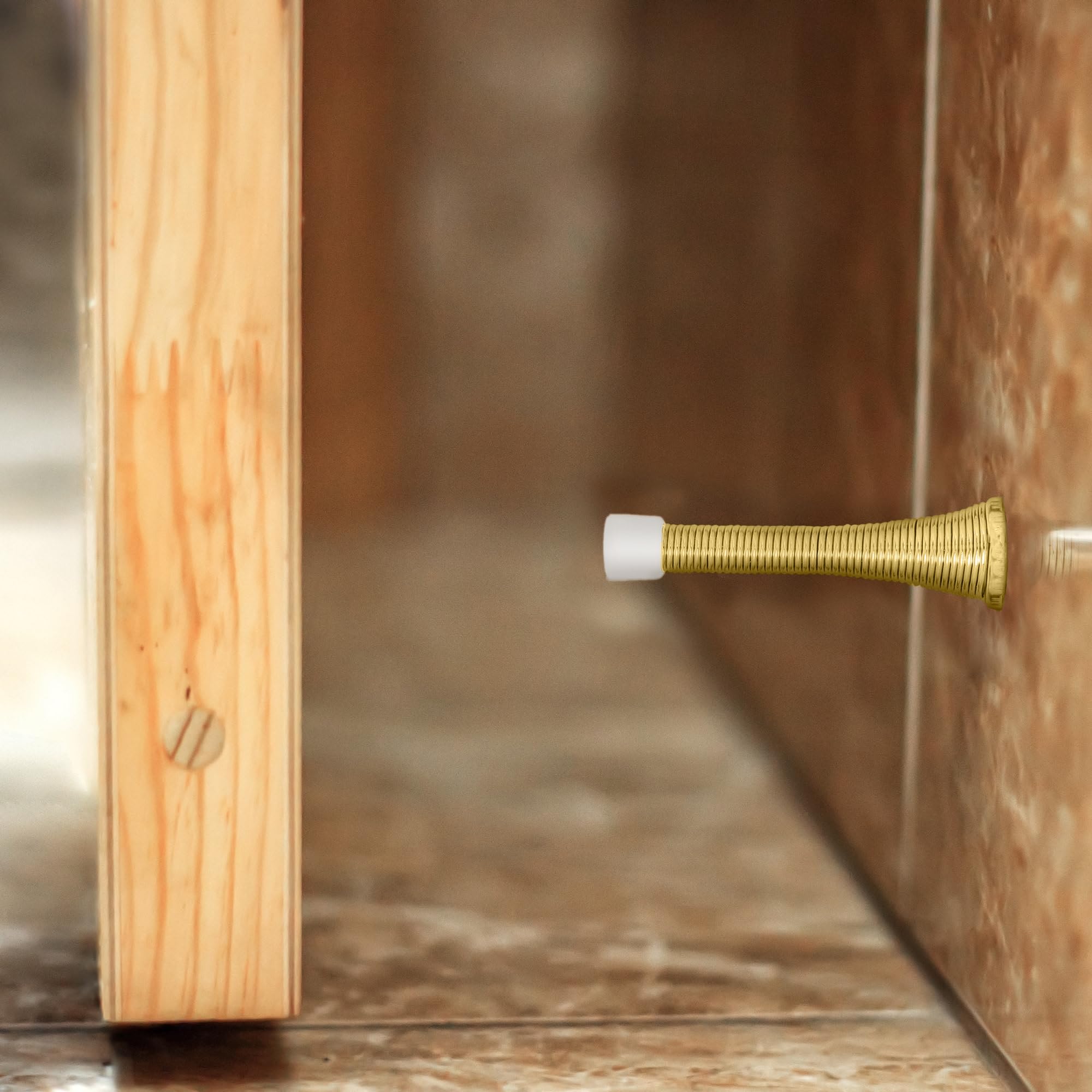 10-Pack Polished Brass Spring Door Stops, Flexible Door Stopper with Rubber Tip – Spring Door Stopper – Design House, 181693 - Image 7