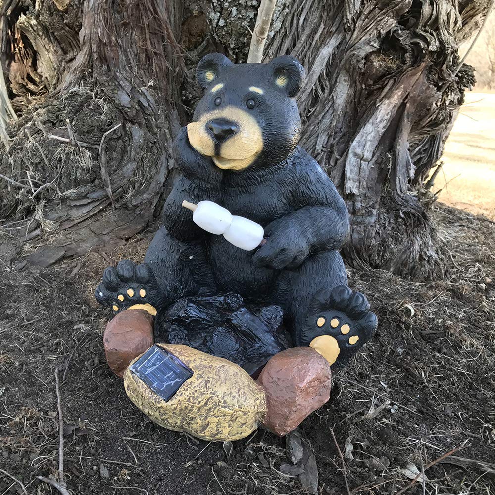 Design House 10.8 in. H Solar Powered LED Resin Bear Roasting Marshmallows - Image 3