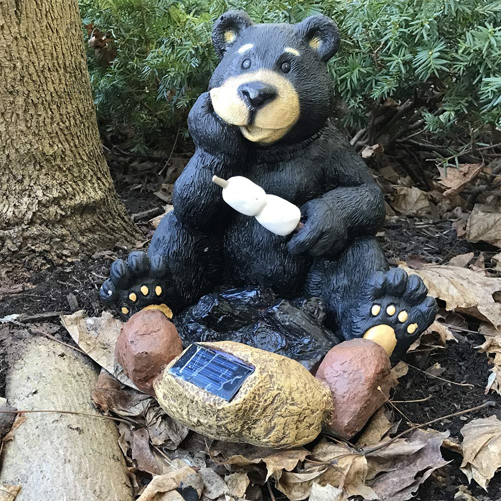 Design House 10.8 in. H Solar Powered LED Resin Bear Roasting Marshmallows - Image 4