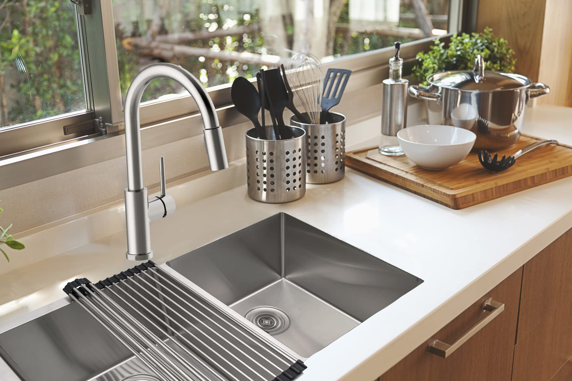 Design House 110023 Rectangular Double Bowl 32x18x10-inch 18-Gauge Undermount Kitchen Sink, Stainless Steel - Image 8