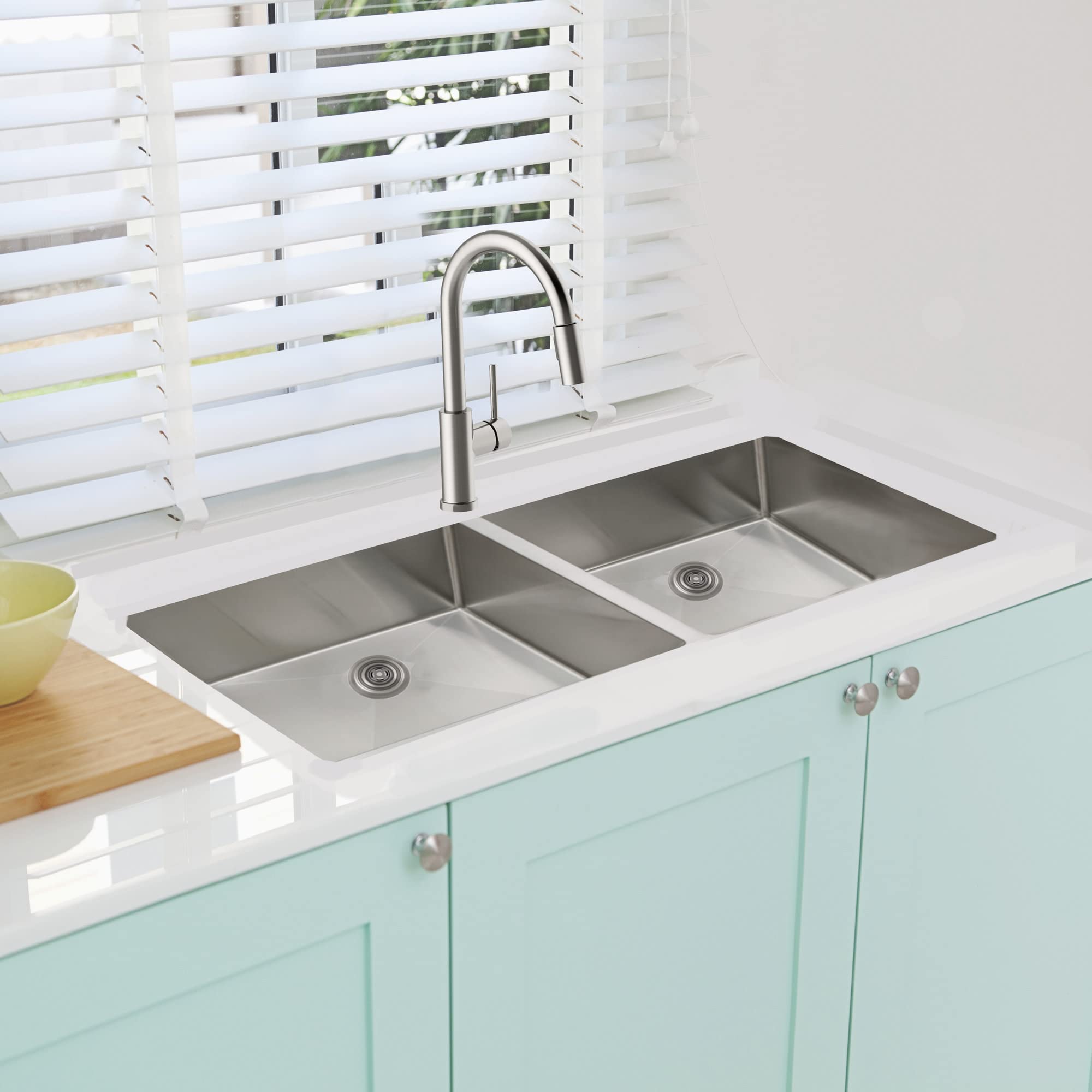 Design House 110023 Rectangular Double Bowl 32x18x10-inch 18-Gauge Undermount Kitchen Sink, Stainless Steel - Image 9