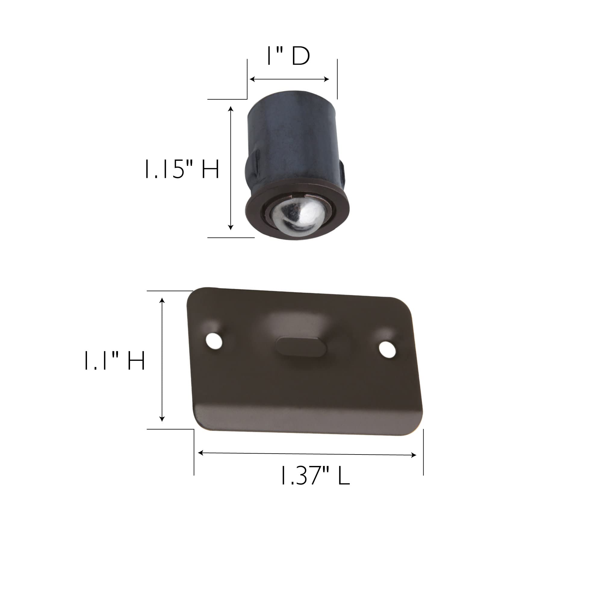 Design House 181982 Drive-in Ball Catch for Closet Doors with Dummy Hardware in Home or Office Oil Rubbed Bronze 2-Pack - Image 3