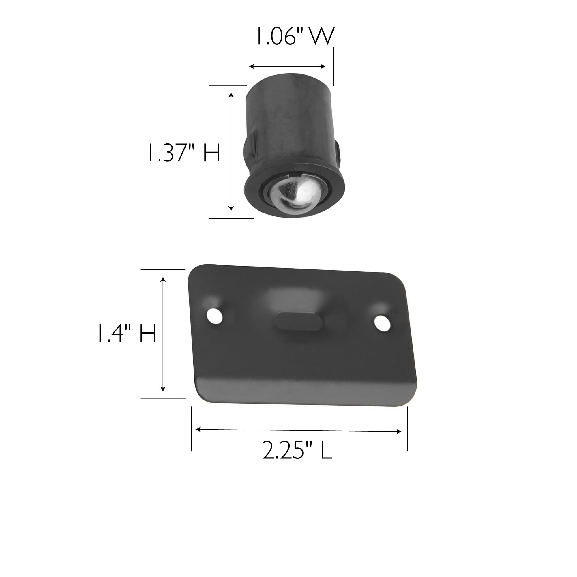 Design House 189266 Drive-in Ball Catch for Use on Closet Doors with Dummy Hardware in Home or Office Matte Black 2-Pack - Image 3
