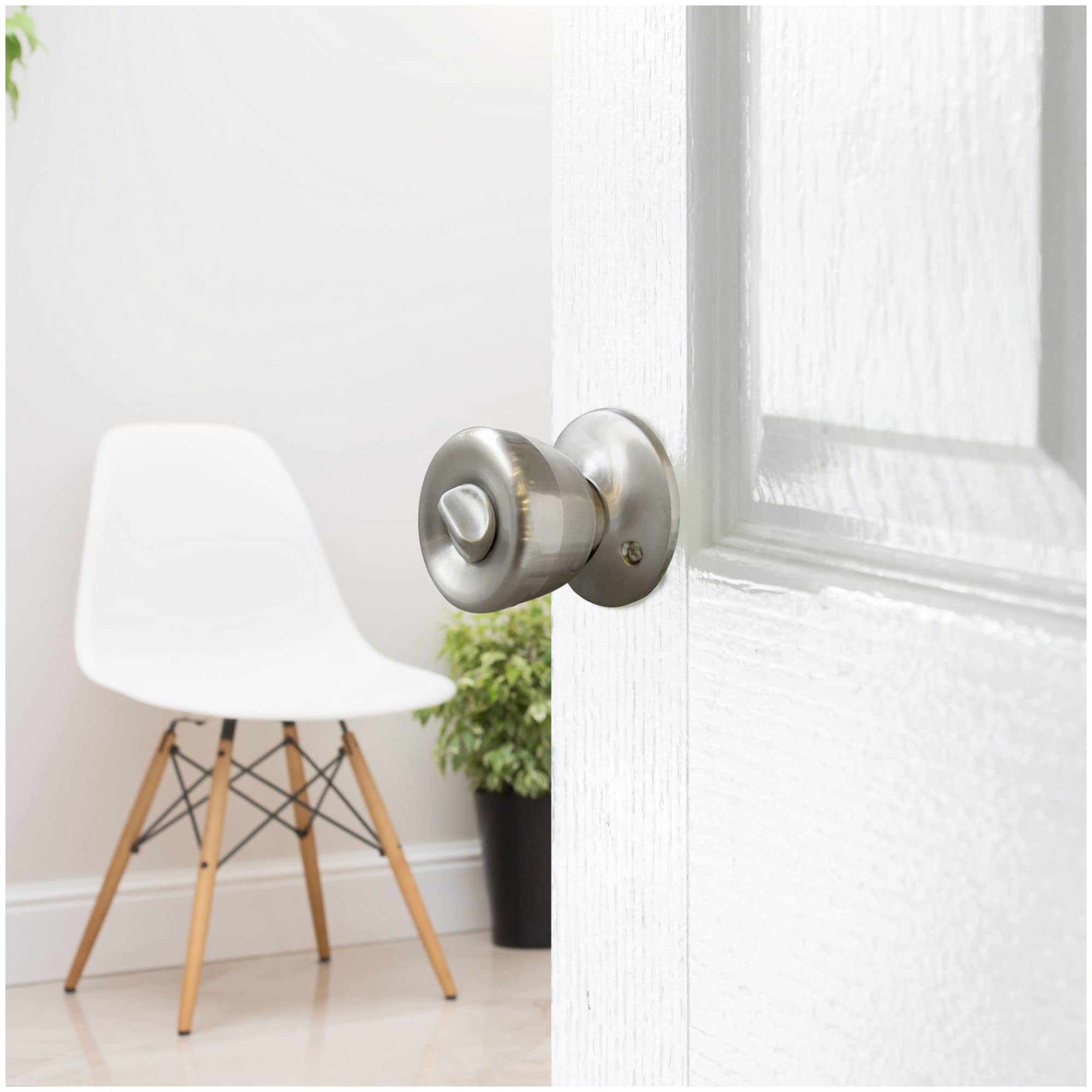 Design House 190723 Terrace 6-Way Universal Privacy Bed and Bath Door Knob Satin Nickel 6-Pack - Image 4