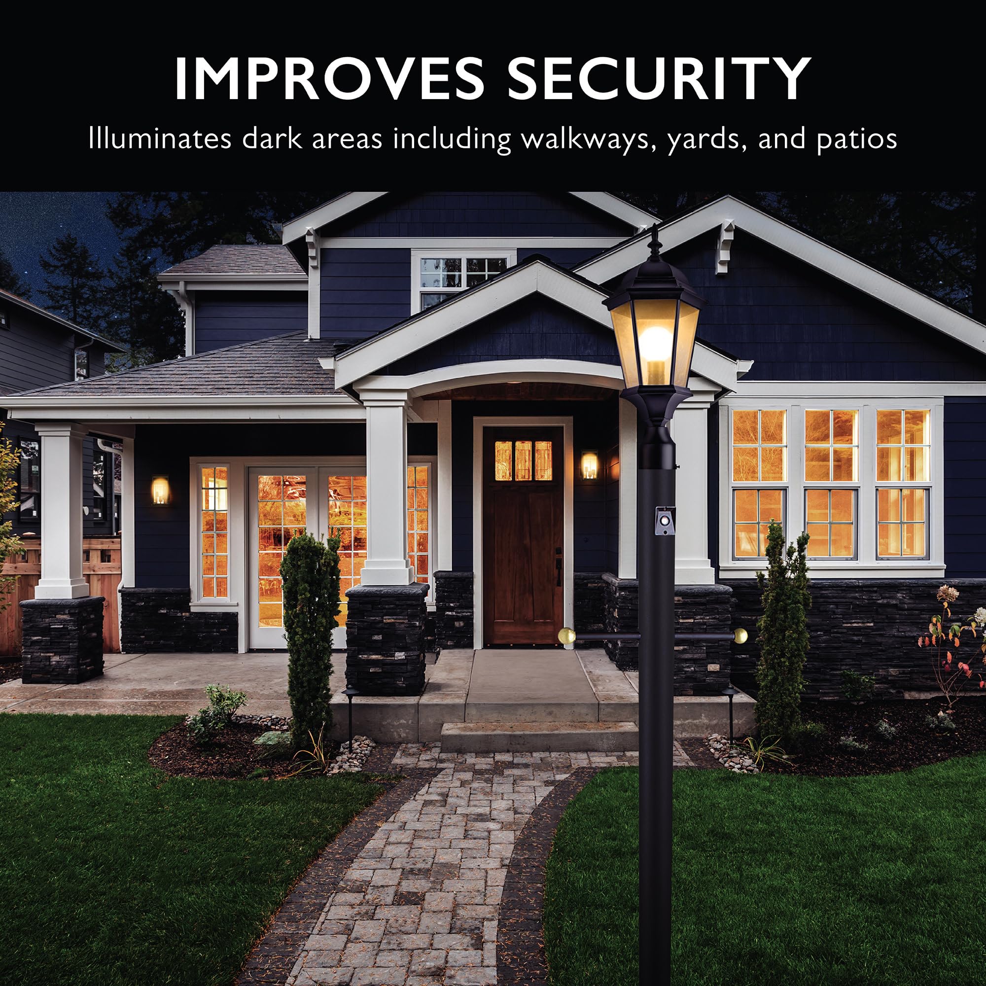 Design House 502047 Outdoor Steel Lamp Post with Plastic Cross Arm and Photo Eye, Dusk to Dawn Sensor, Black - Image 4