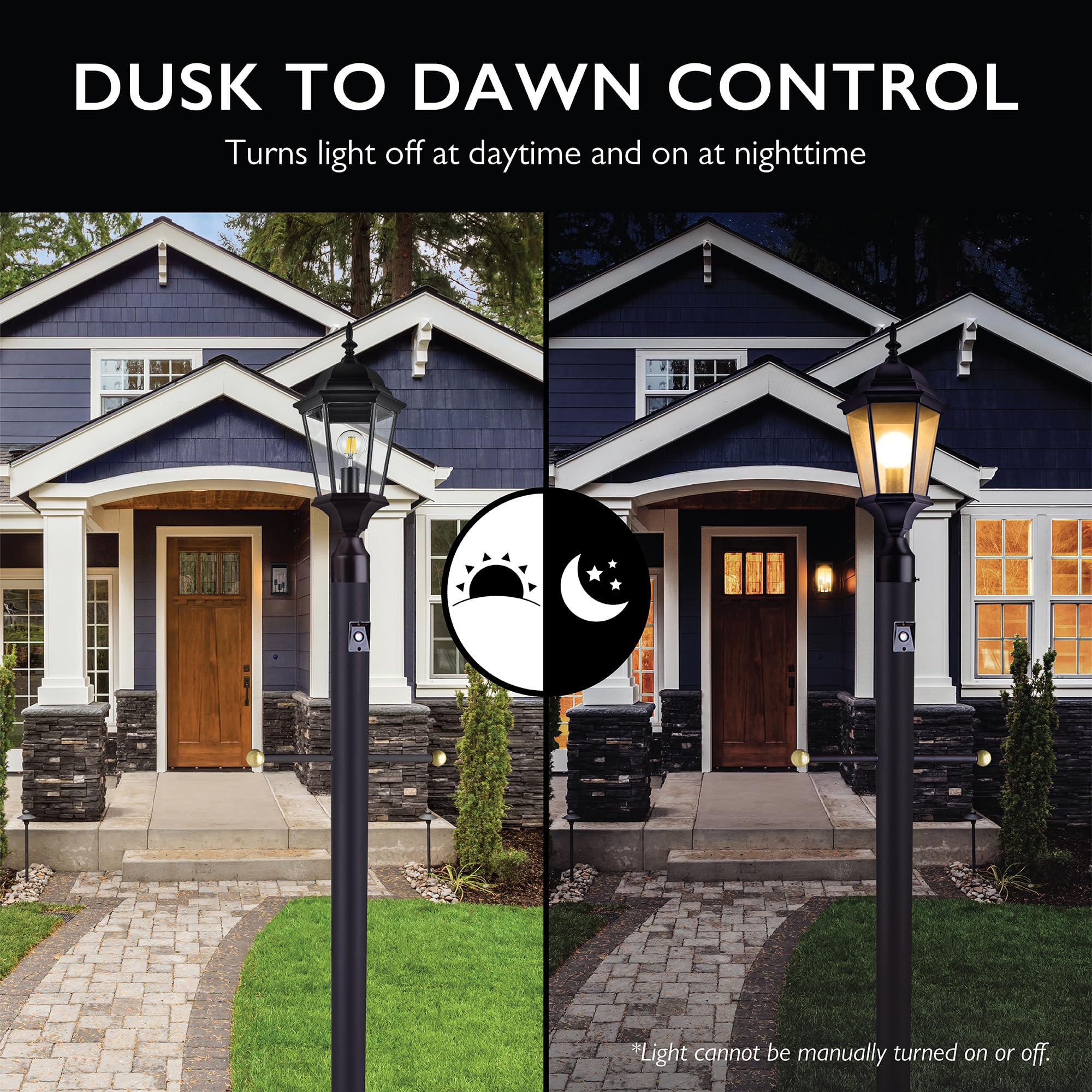 Design House 502047 Outdoor Steel Lamp Post with Plastic Cross Arm and Photo Eye, Dusk to Dawn Sensor, Black - Image 5