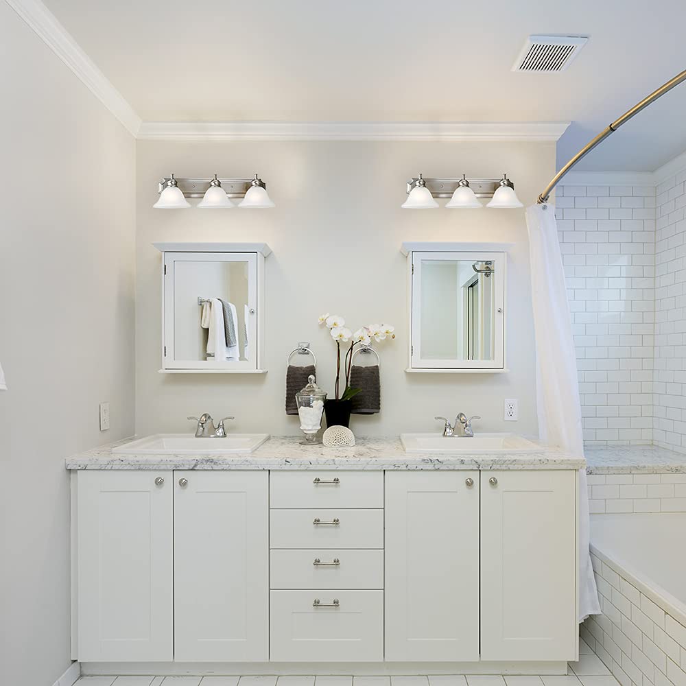 Design House 510263 Bristol Vanity Light Dimmable with Frosted Glass for Above Bathroom Mirror, 3, Satin Nickel - Image 10