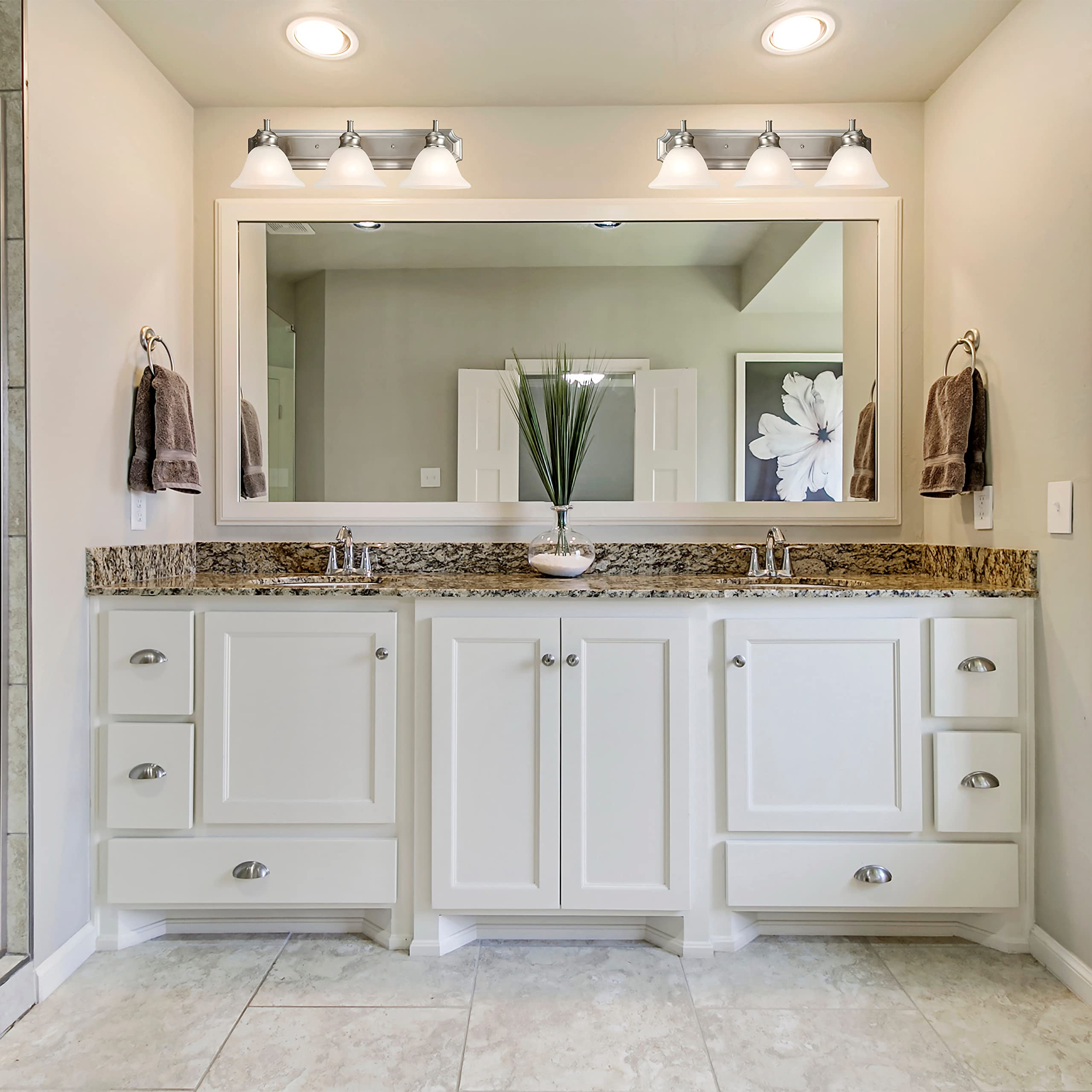 Design House 510263 Bristol Vanity Light Dimmable with Frosted Glass for Above Bathroom Mirror, 3, Satin Nickel - Image 9