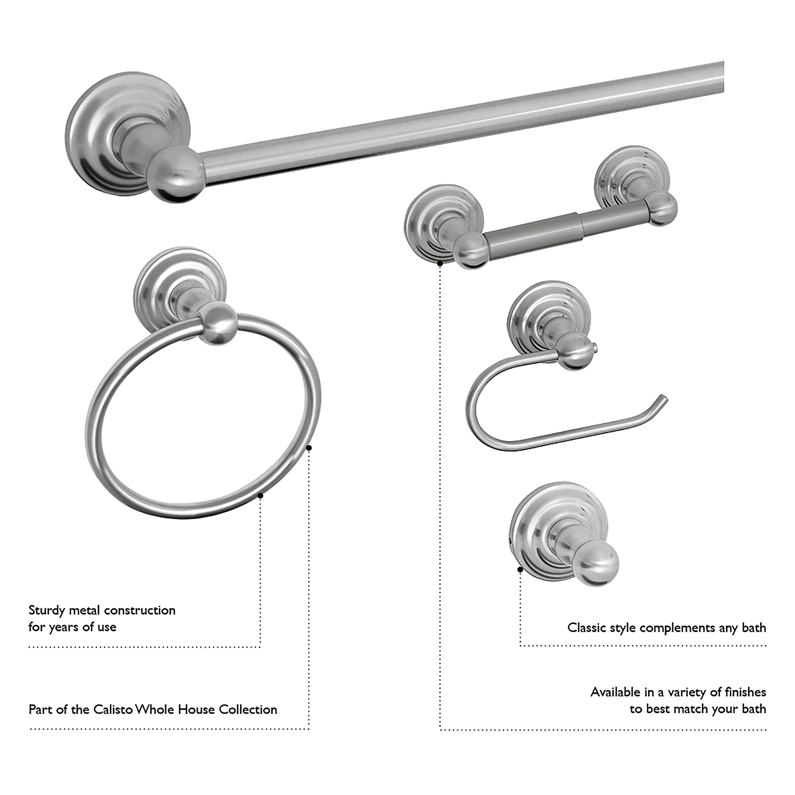 Design House 538330 Calisto Bathroom Wall Mounted Towel Bar 24", Satin Nickel, 24 inch - Image 4
