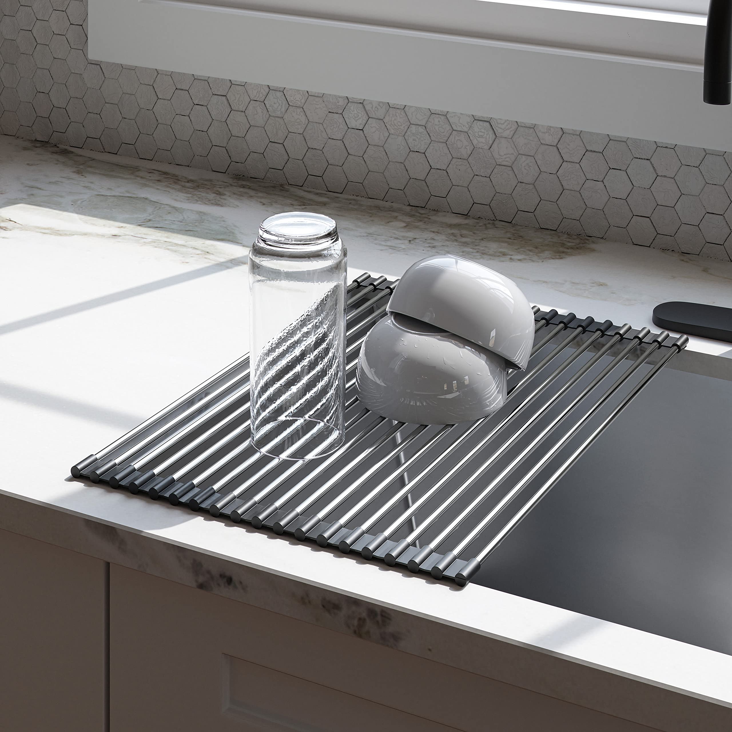 Design House 542988 Roll-Up Multipurpose Over the Sink Kitchen Sink Drying Rack, Stainless Steel - Image 5