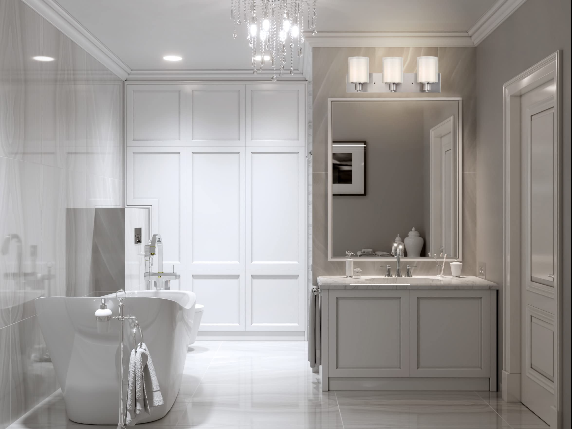 Design House 579300 Oslo Vanity Light Traditional 3-Light Indoor Dimmable Light for Bathroom with Frosted Glass for Above The Mirror, Satin Nickel - Image 10