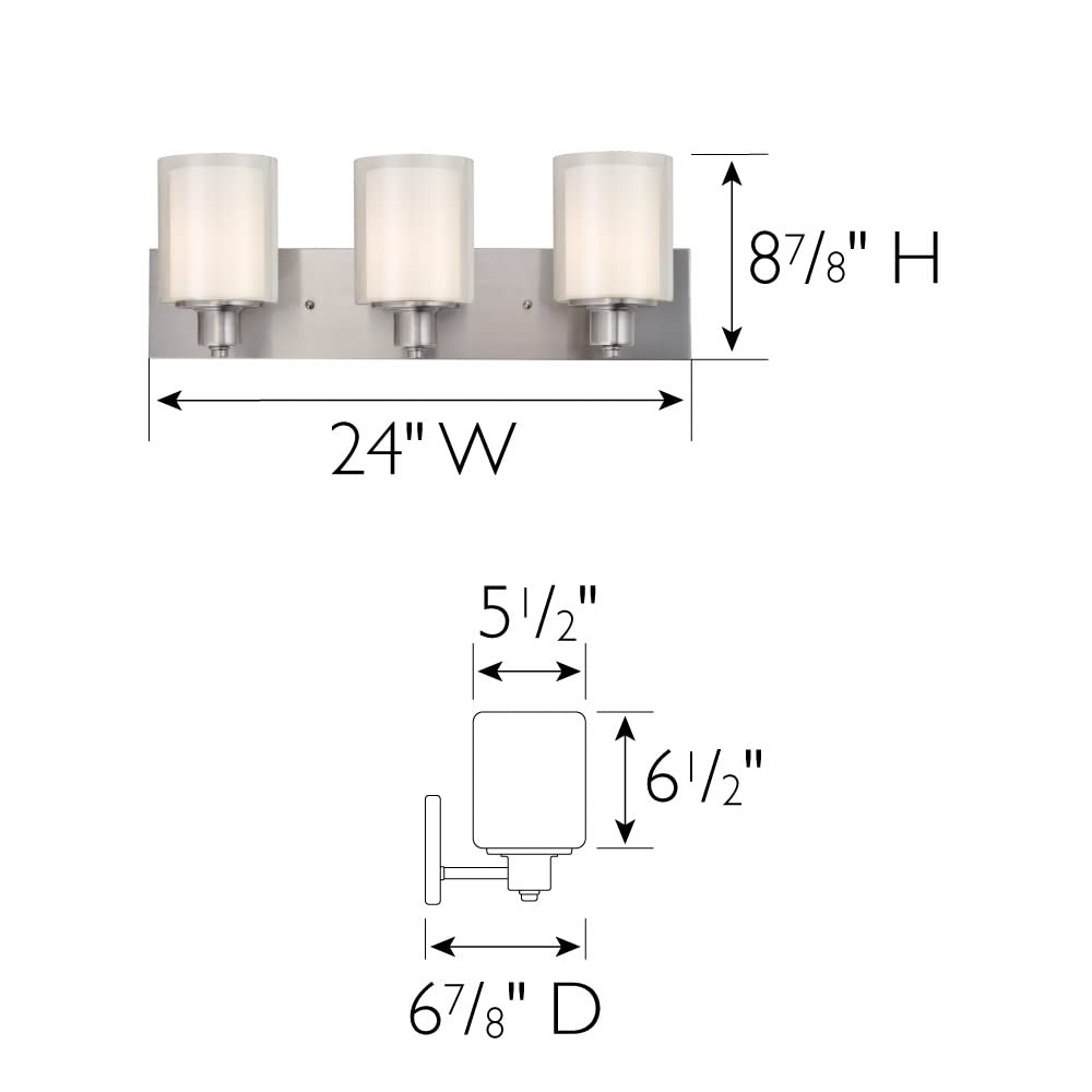 Design House 579300 Oslo Vanity Light Traditional 3-Light Indoor Dimmable Light for Bathroom with Frosted Glass for Above The Mirror, Satin Nickel - Image 4