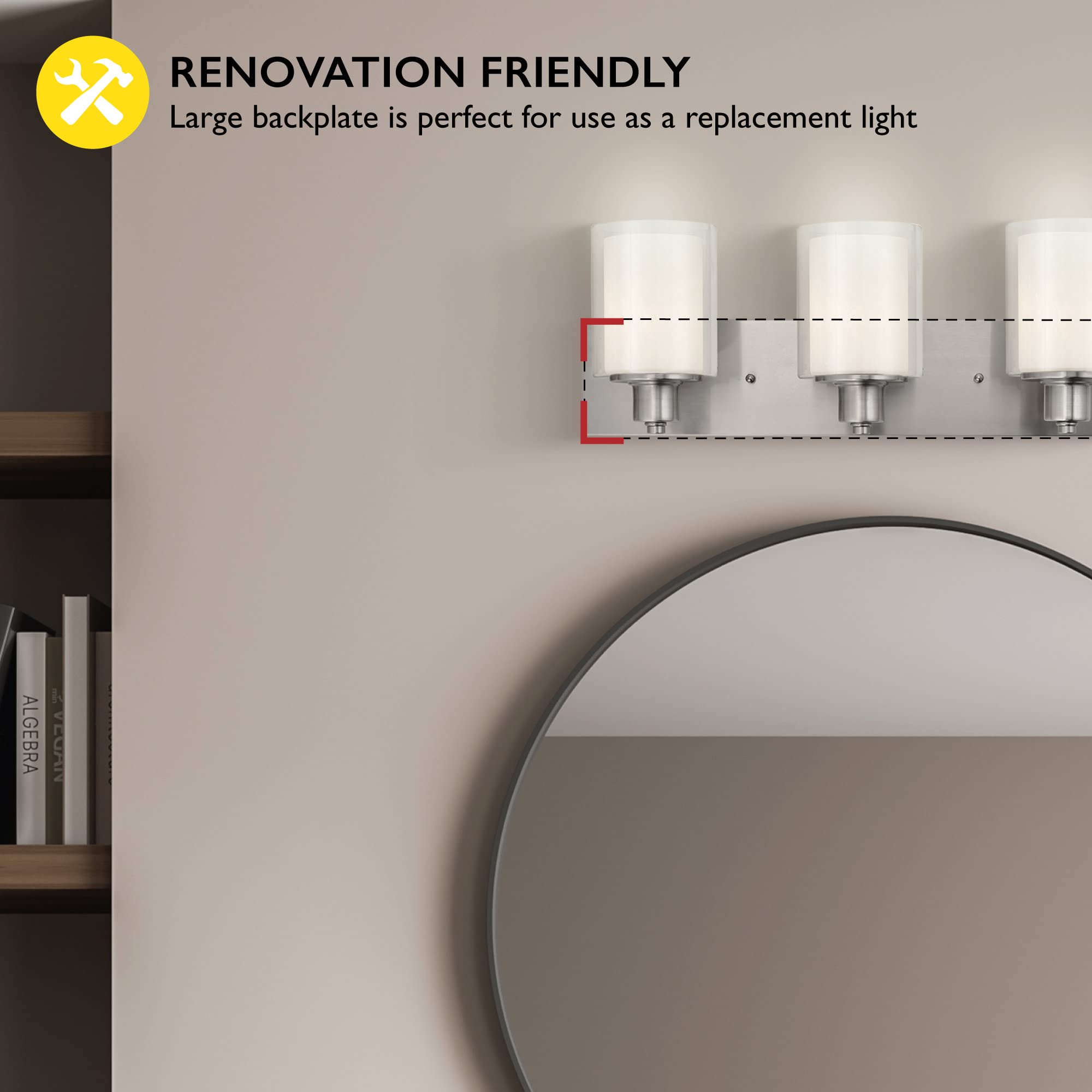 Design House 579300 Oslo Vanity Light Traditional 3-Light Indoor Dimmable Light for Bathroom with Frosted Glass for Above The Mirror, Satin Nickel - Image 5