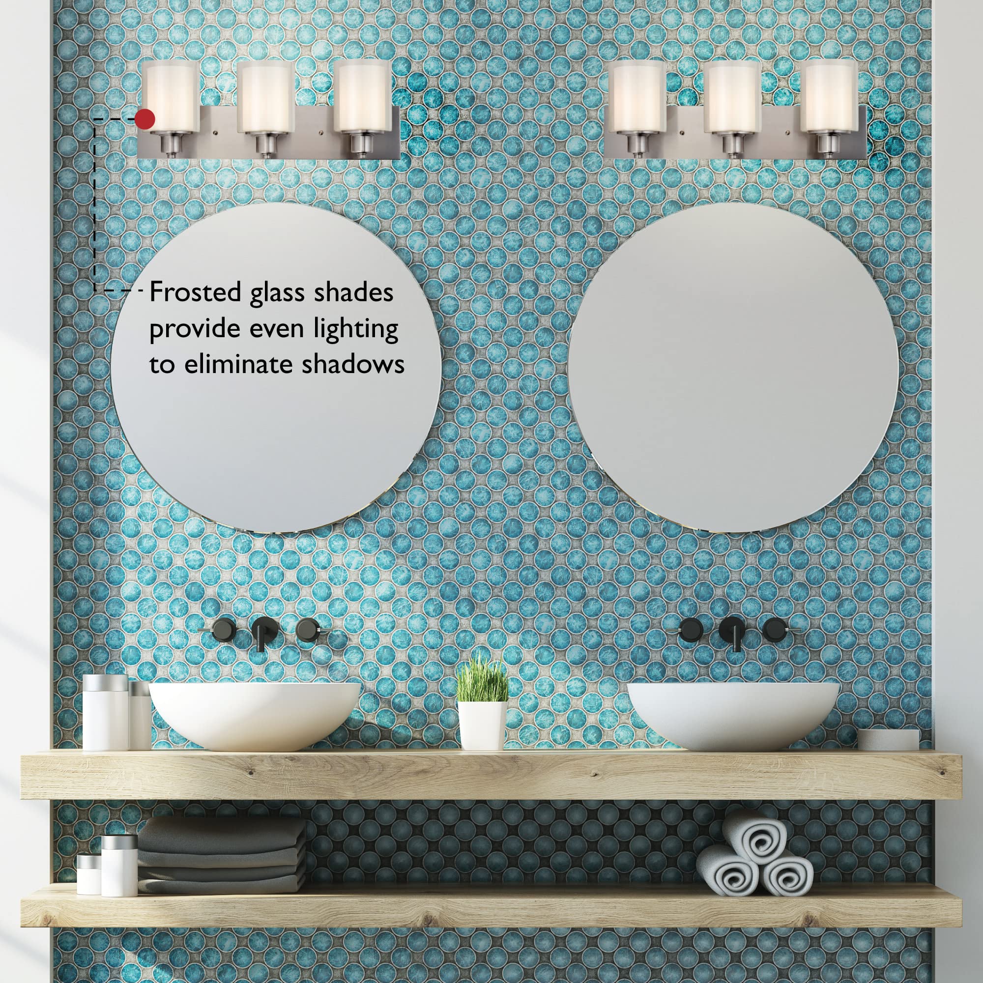 Design House 579300 Oslo Vanity Light Traditional 3-Light Indoor Dimmable Light for Bathroom with Frosted Glass for Above The Mirror, Satin Nickel - Image 6