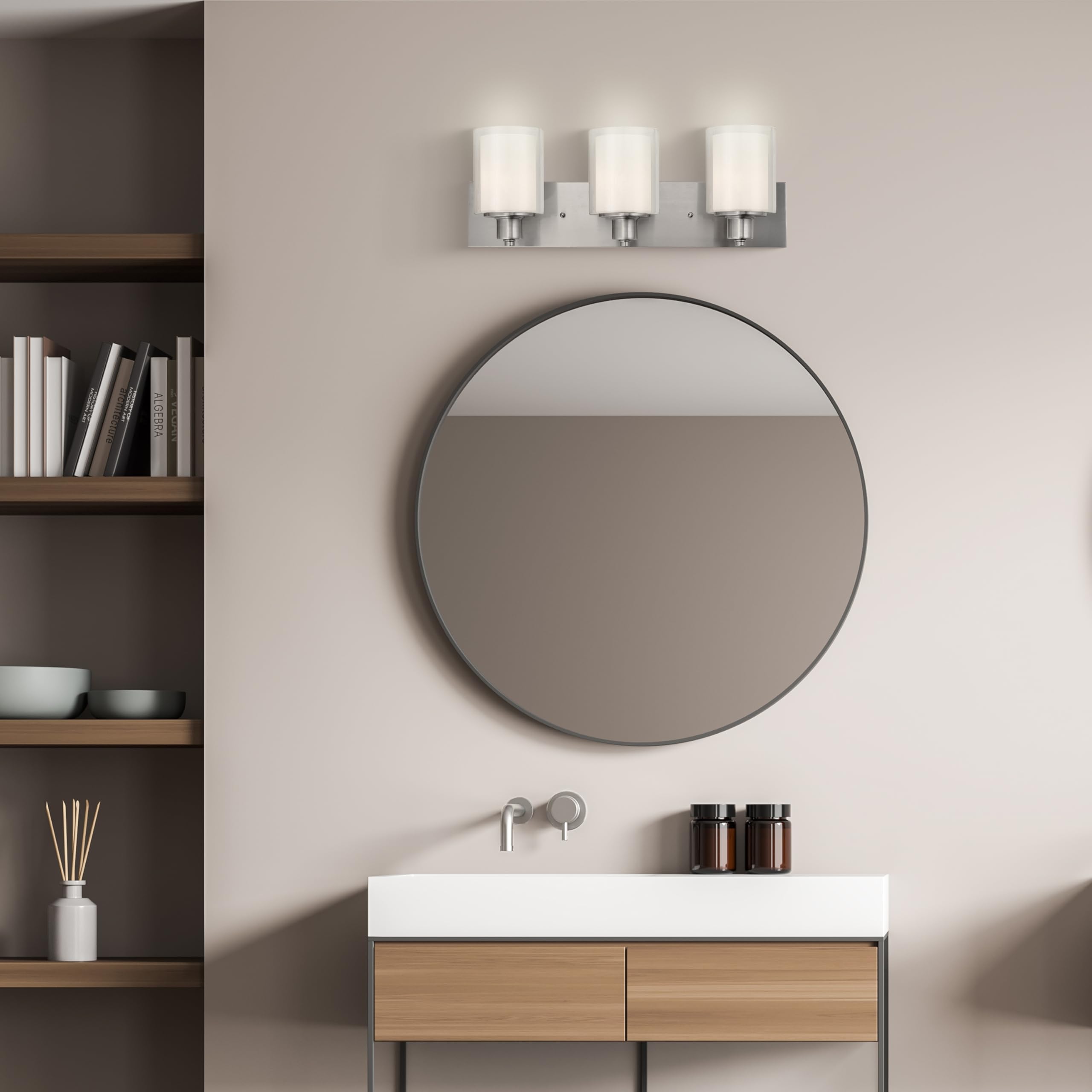Design House 579300 Oslo Vanity Light Traditional 3-Light Indoor Dimmable Light for Bathroom with Frosted Glass for Above The Mirror, Satin Nickel - Image 9