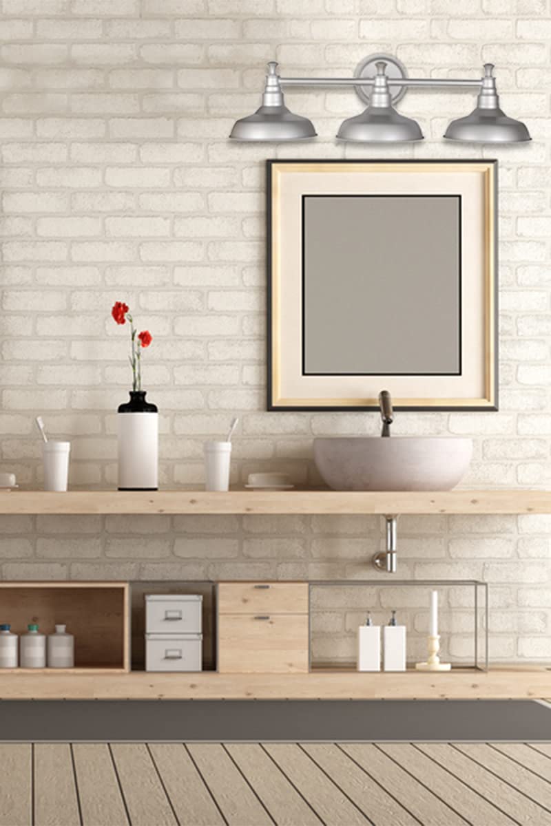 Design House 579656 Kimball Industrial Farmhouse 3-Light Indoor Bathroom Vanity Light with Metal Shades for Over the Mirror, Antique White - Image 3