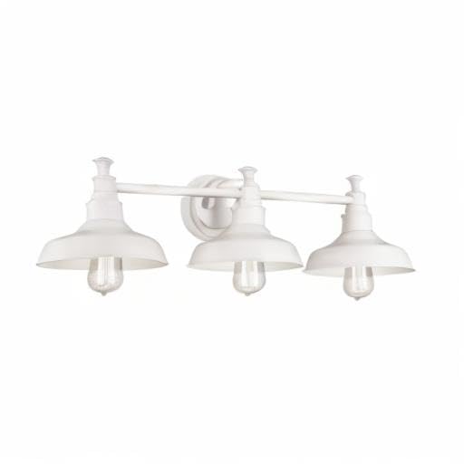 Design House 579656 Kimball Industrial Farmhouse 3-Light Indoor Bathroom Vanity Light with Metal Shades for Over the Mirror, Antique White - Image 9
