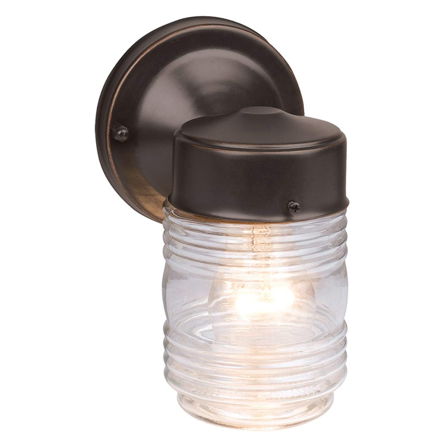 Design House 587311 Jelly Jar Classic 1-Light 2-Pack Indoor/Outdoor Wall Light with Clear Ribbed Glass for Entryway Porch Patio, Oil Rubbed Bronze - Image 7