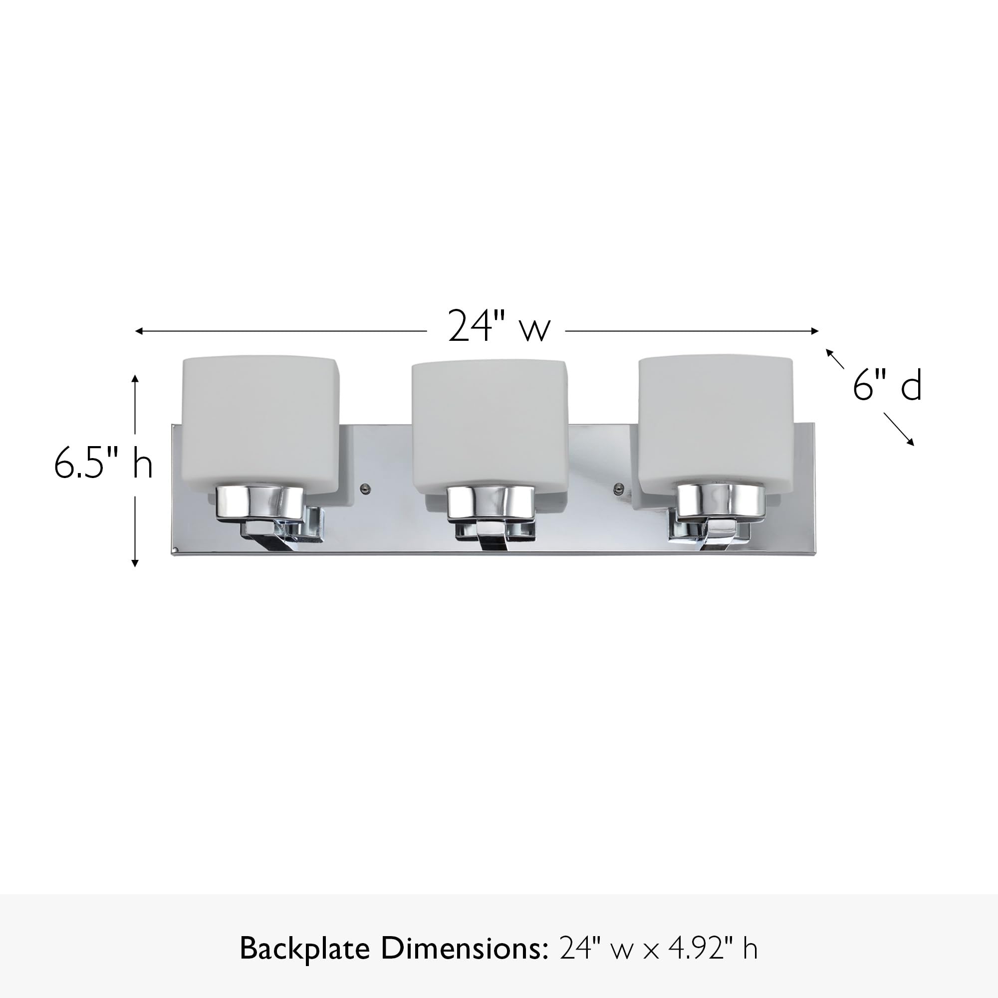 Design House 587469 Dove Creek 3-Light Vanity Light, Polished Chrome Finish, Frosted Glass Shades, Dimmable, Bathroom Wall Fixture - Image 4