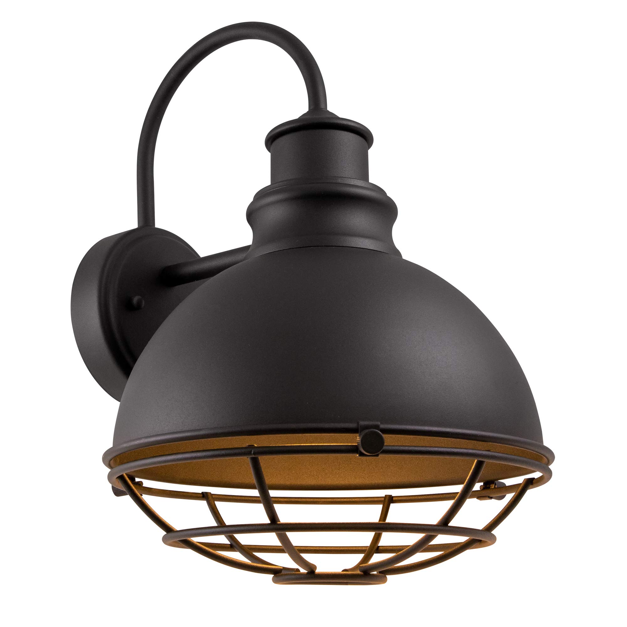 Design House 588442 Ajax Industrial Modern 1-Light Indoor/Outdoor Dimmable Wall Light with Removable Metal Wire Cage Shade for Porch Entryway Patio Garage Kitchen Bedroom, Textured Black - Image 4