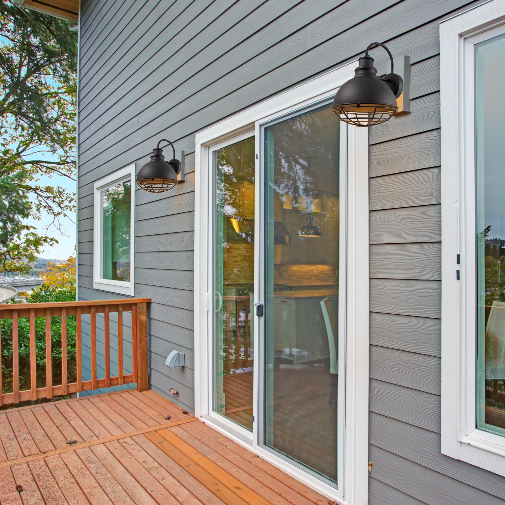 Design House 588442 Ajax Industrial Modern 1-Light Indoor/Outdoor Dimmable Wall Light with Removable Metal Wire Cage Shade for Porch Entryway Patio Garage Kitchen Bedroom, Textured Black - Image 6