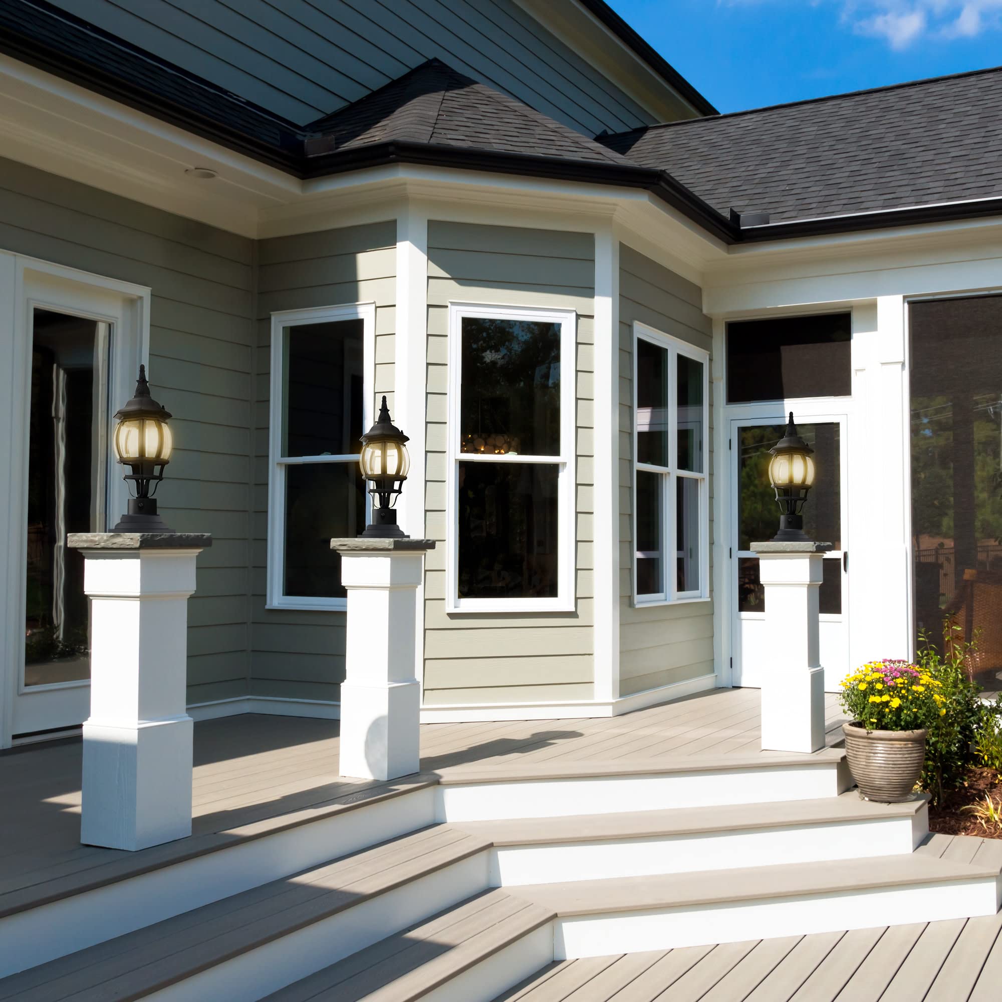 Design House 588897-BLK Standard 3-Inch Fitter Outdoor Pier Base Round Accessory Mount for Deck Porch Patio, Matte Black, 1 Count (Pack of 1) - Image 9