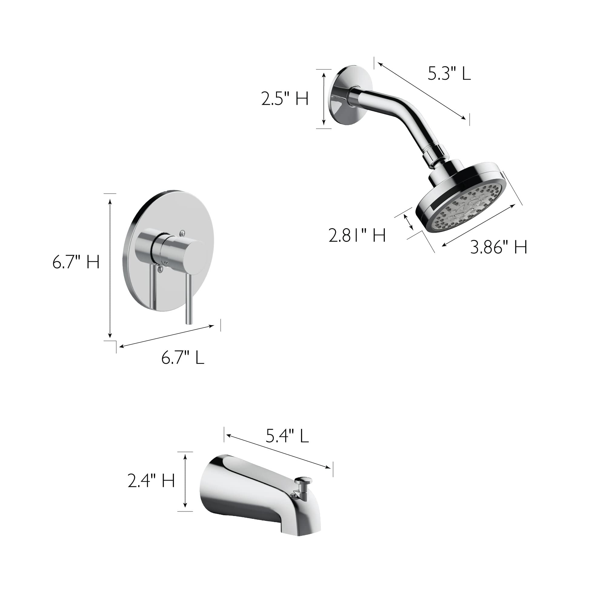 Design House 594051 Eastport II Contemporary Bath and Shower Trim with Single-Function Shower Head, Single-Handle Faucet, Escutcheon and Valve for Bathroom, Polished Chrome - Image 5