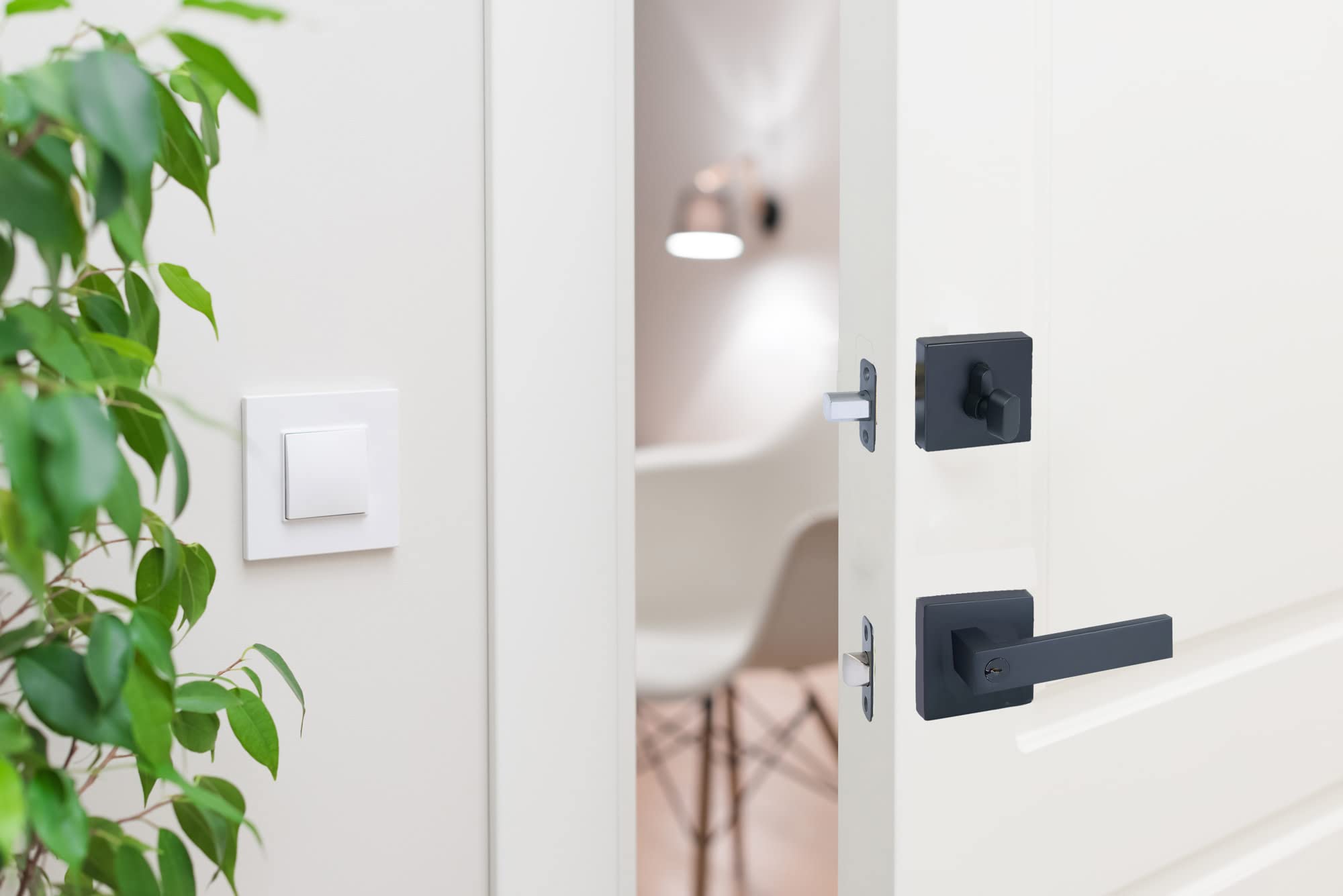 Design House 595702 Emblem Contemporary Square Single Cylinder Deadbolt Matte Black - Image 4