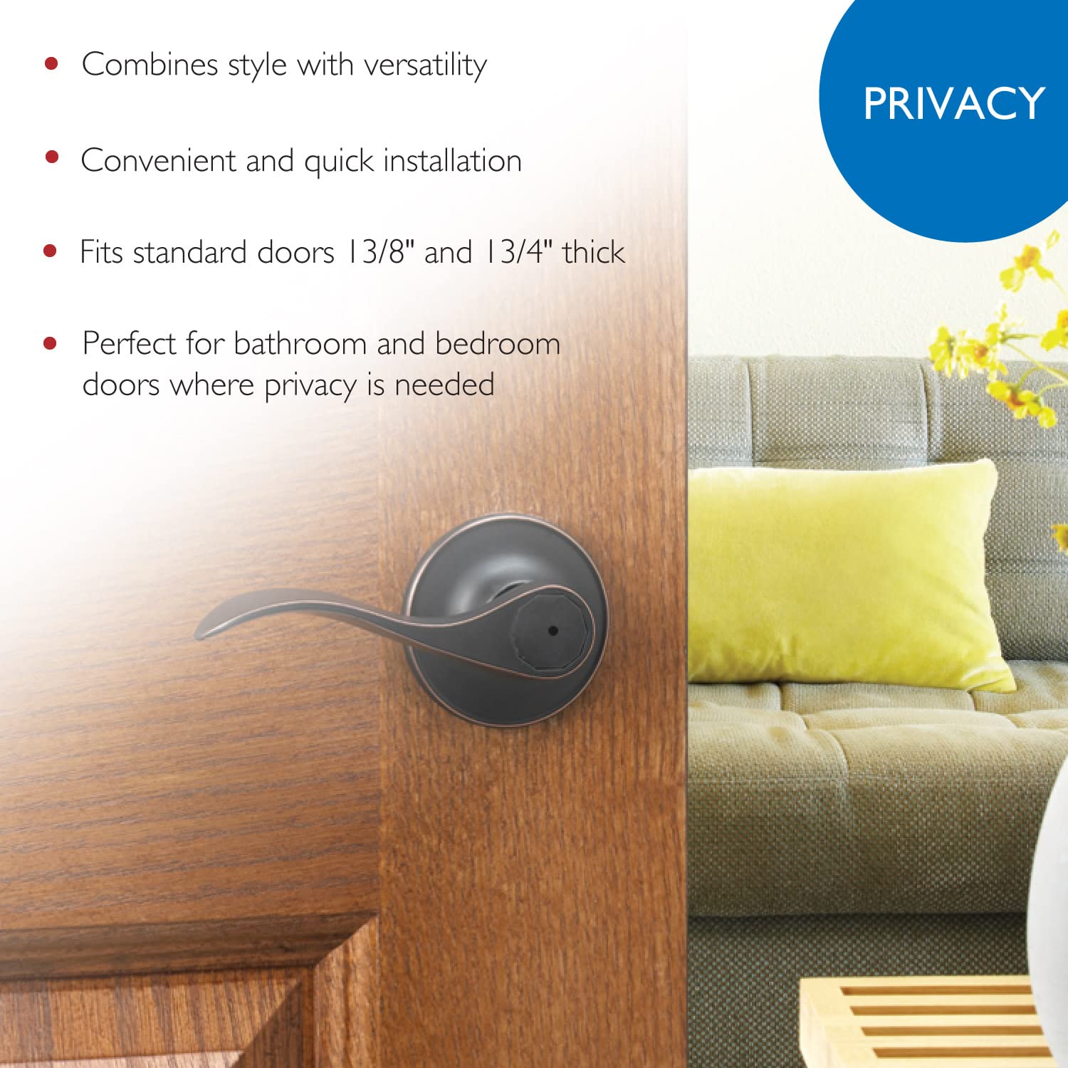 Design House 700534 Springdale Privacy Bed and Bath Door Lever Oil Rubbed Bronze - Image 5