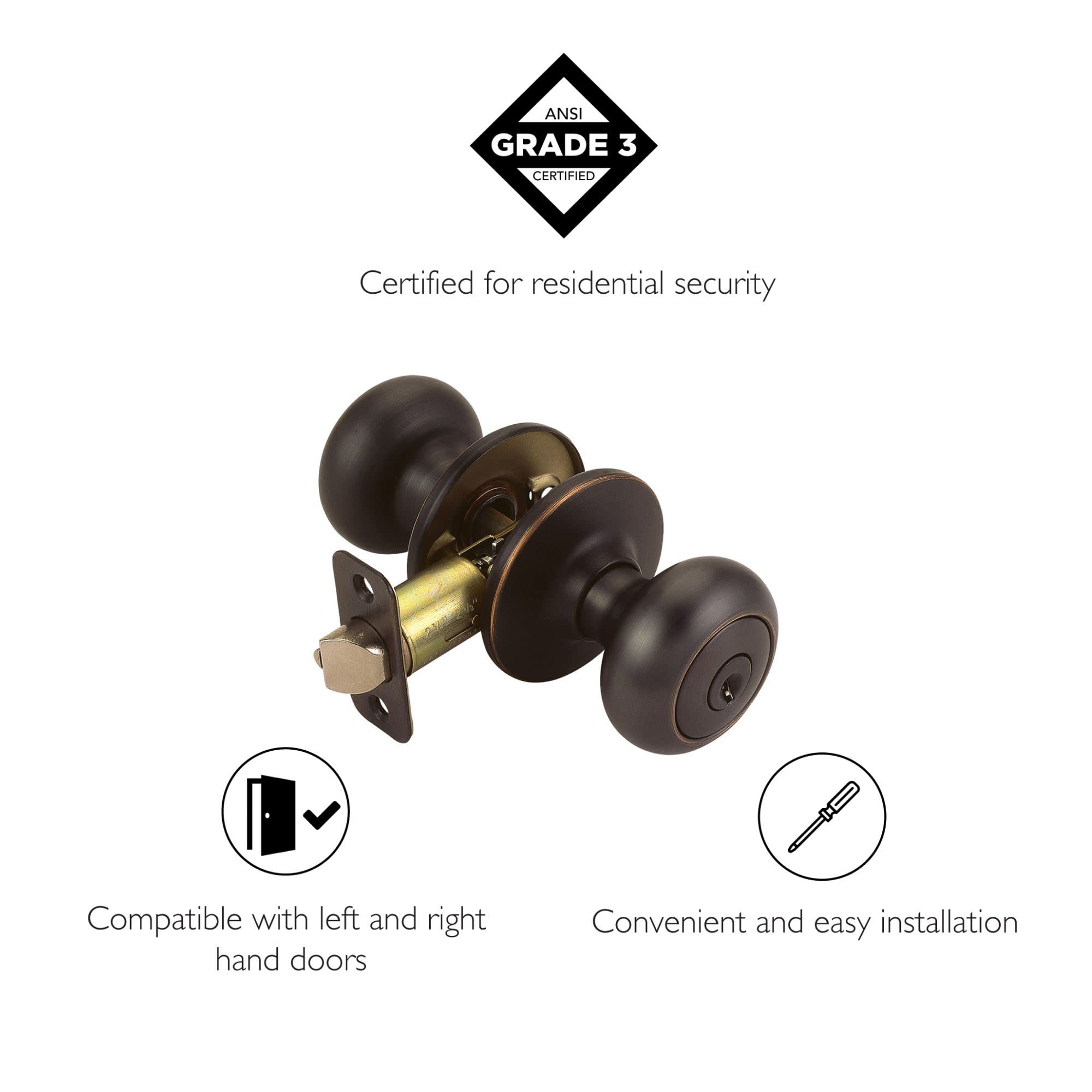 Design House 753467 Cambridge 2-Way Latch Entry Door Knob, Oil Rubbed Bronze - Image 3