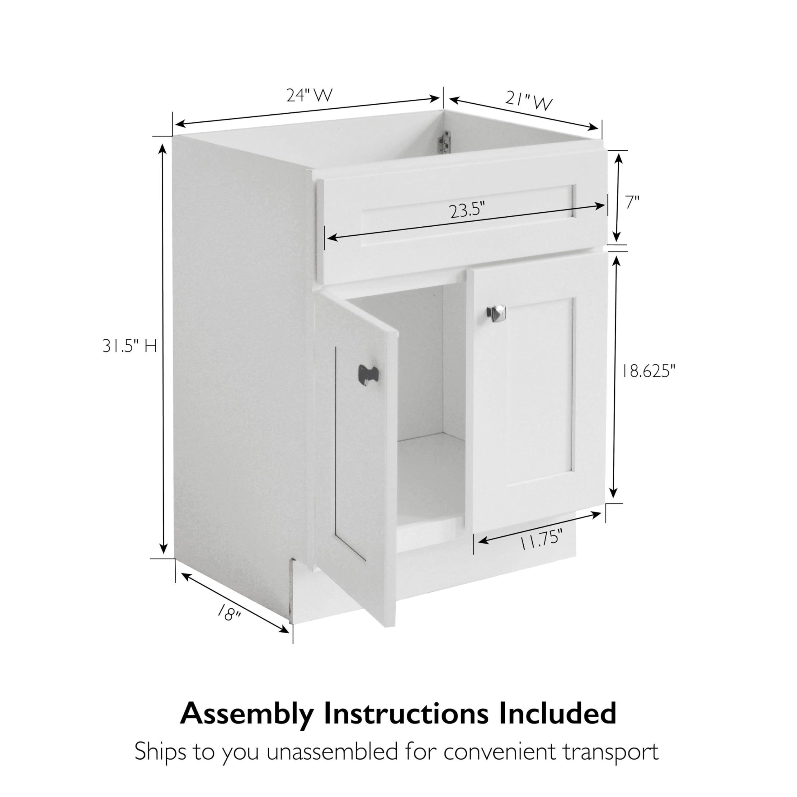 Design House Brookings 24 Inch Bathroom Vanity, Ready to Assemble, Solid Wood, Sherwin Williams® White – Design House, 586933 - Image 3