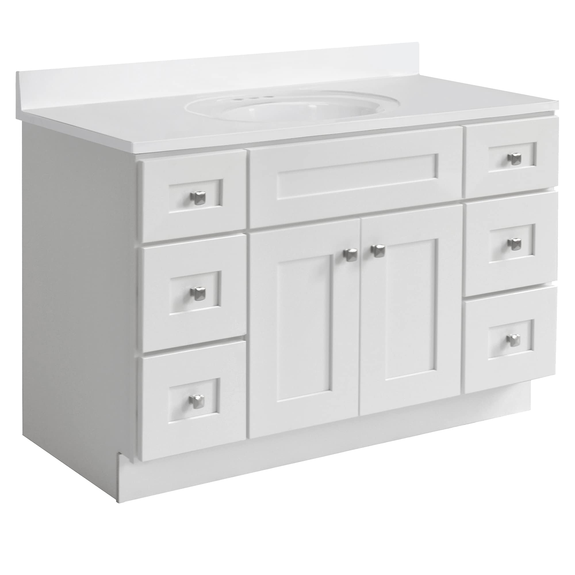 Design House Brookings Bathroom Vanity, Solid Wood, Shaker Style, Soft-Close, 2 Doors and 6 Drawers, Easy-Assembly, Satin Nickel Knobs, White, 49.6 in. W x 33.3 in. H x 22.8 in. D, 599001-WHT - Image 14