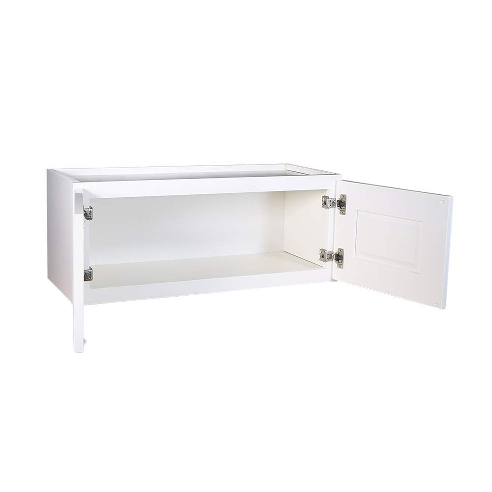 Design House Brookings Shaker Fully Assembled Bridge Wall Kitchen Cabinet W3012, 30 W x 12 D x 12 H, Painted White, Solid Wood, Design House, 613422 - Image 5