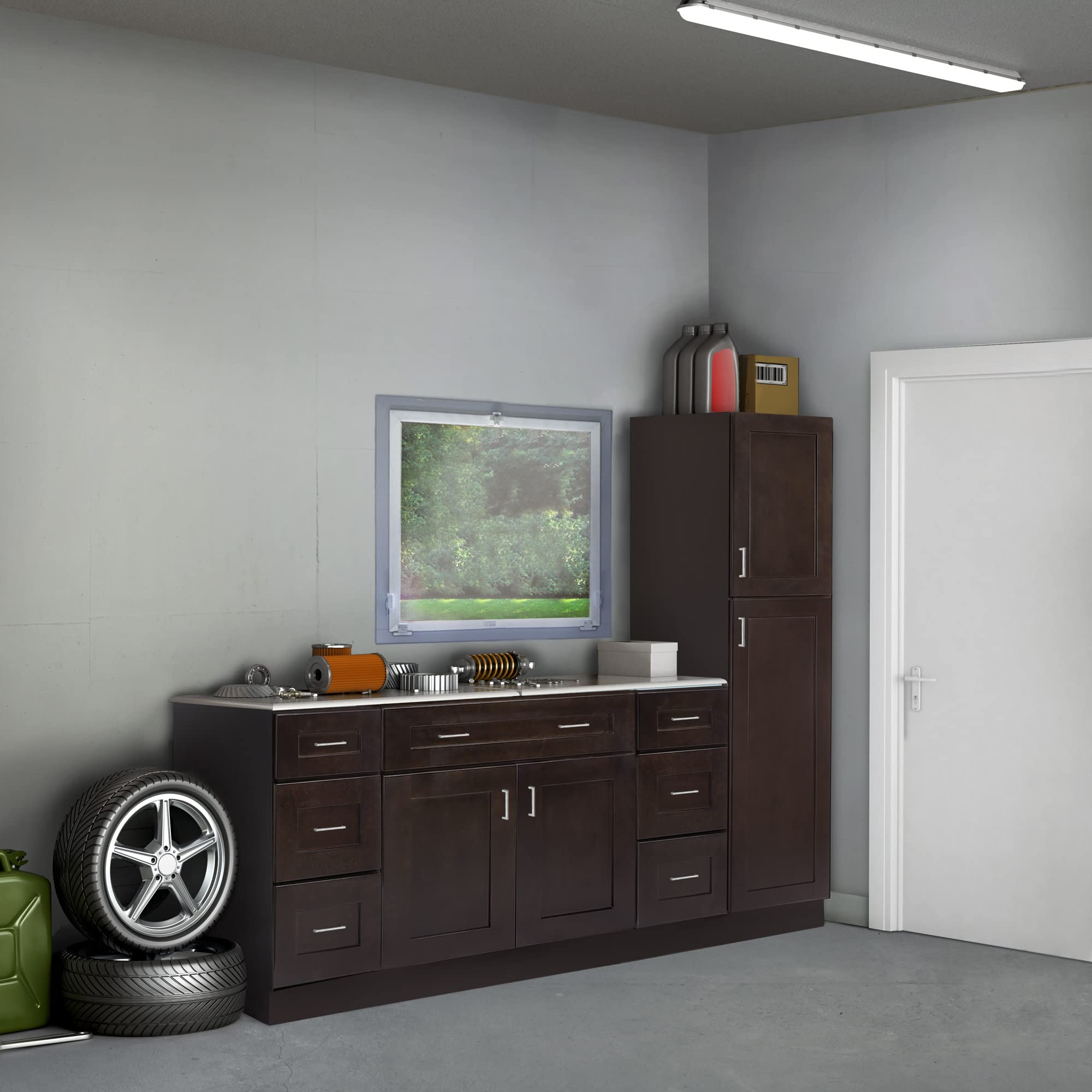 Design House Brookings Shaker Unassembled Blind Wall Kitchen Cabinet WBC2436, 24 W x 12 D x 36 H, Brown, Solid Wood, Design House, 569350 - Image 6