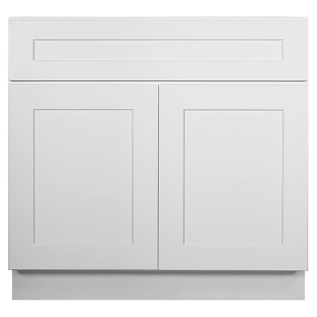 Design House Brookings Shaker Unassembled Sink Base Kitchen Cabinet SB36, 36 W x 24 D x 34.5 H, Painted White, Solid Wood, Design House, 561498 - Image 4