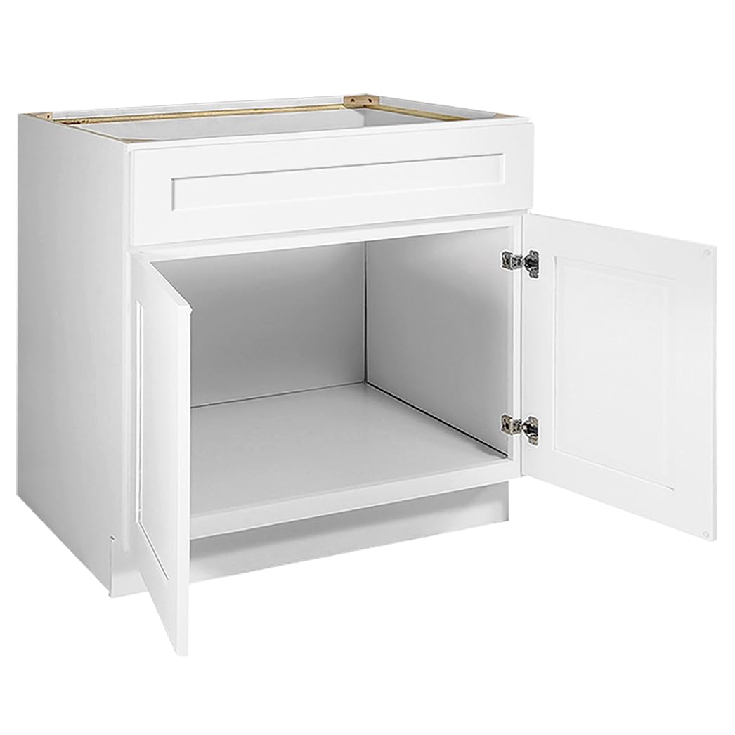 Design House Brookings Shaker Unassembled Sink Base Kitchen Cabinet SB36, 36 W x 24 D x 34.5 H, Painted White, Solid Wood, Design House, 561498 - Image 5