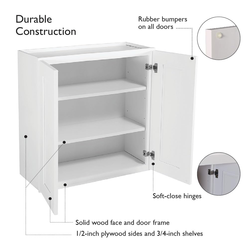 Design House Brookings Shaker Unassembled Blind Wall Kitchen Cabinet WBC2436, 24 W x 12 D x 36 H, Brown, Solid Wood, Design House, 569350 - Image 4
