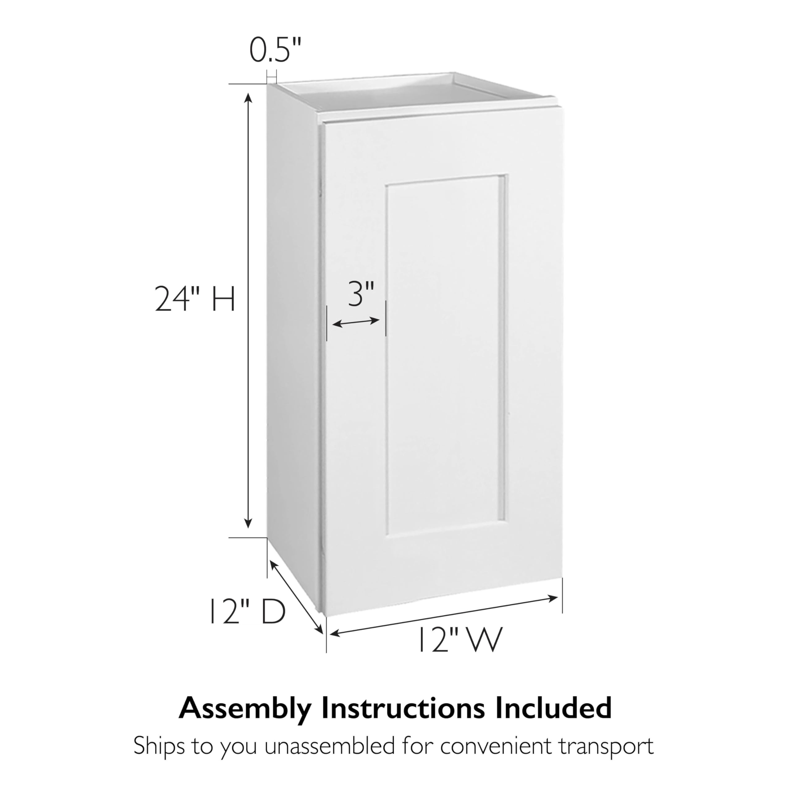 Design House Brookings Shaker Unassembled Wall Kitchen Cabinet W1224, 12 W x 12 D x 24 H, Painted White with Sherwin Williams®, Solid Wood – Design House, 561530 - Image 3