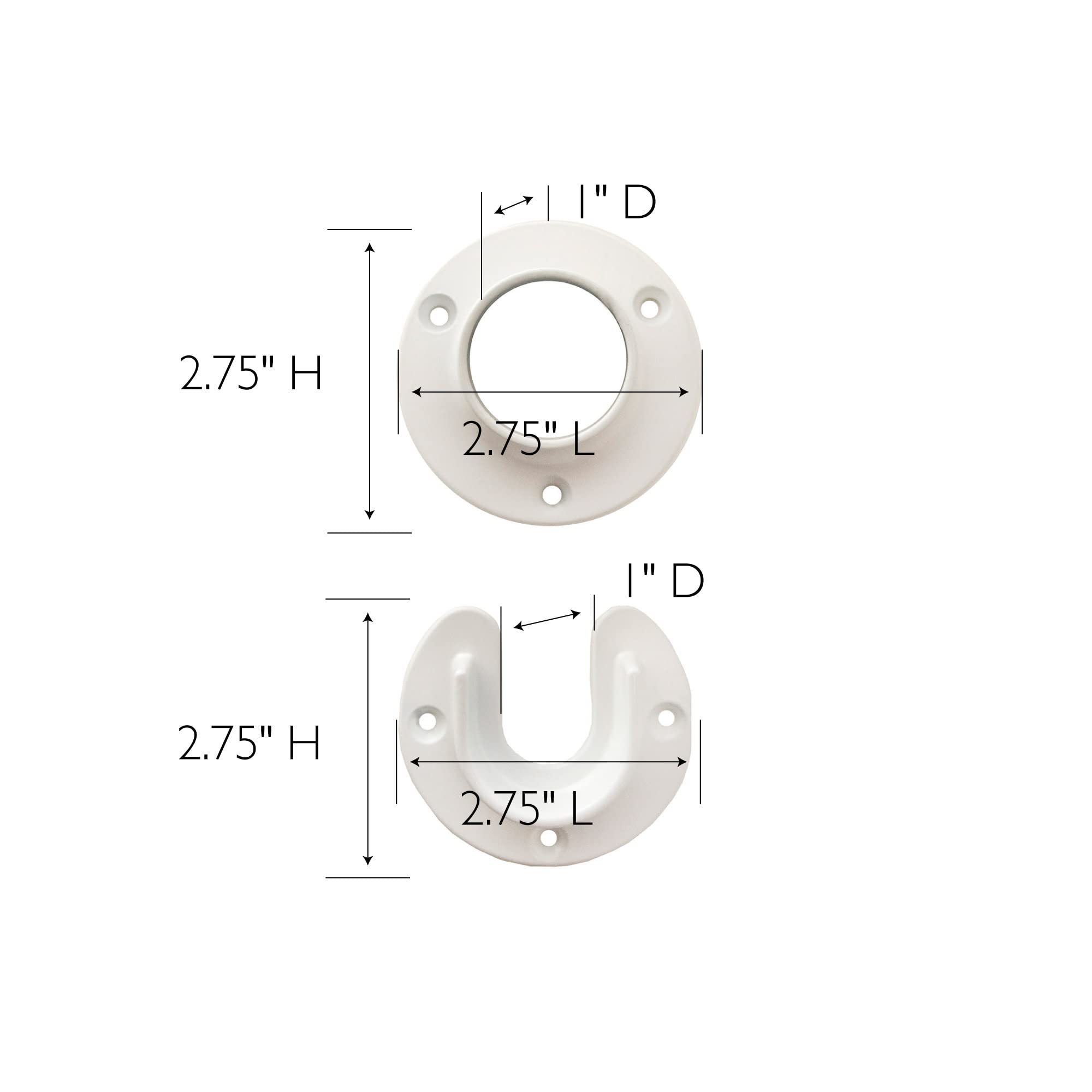 Design House Closet Rod Brackets, Fits Standard Closet Rods, Durable, White, 5-Pack Closet Rod Support Sockets, 2.75 in. Diameter x 0.88 in.W, 182717 - Image 3