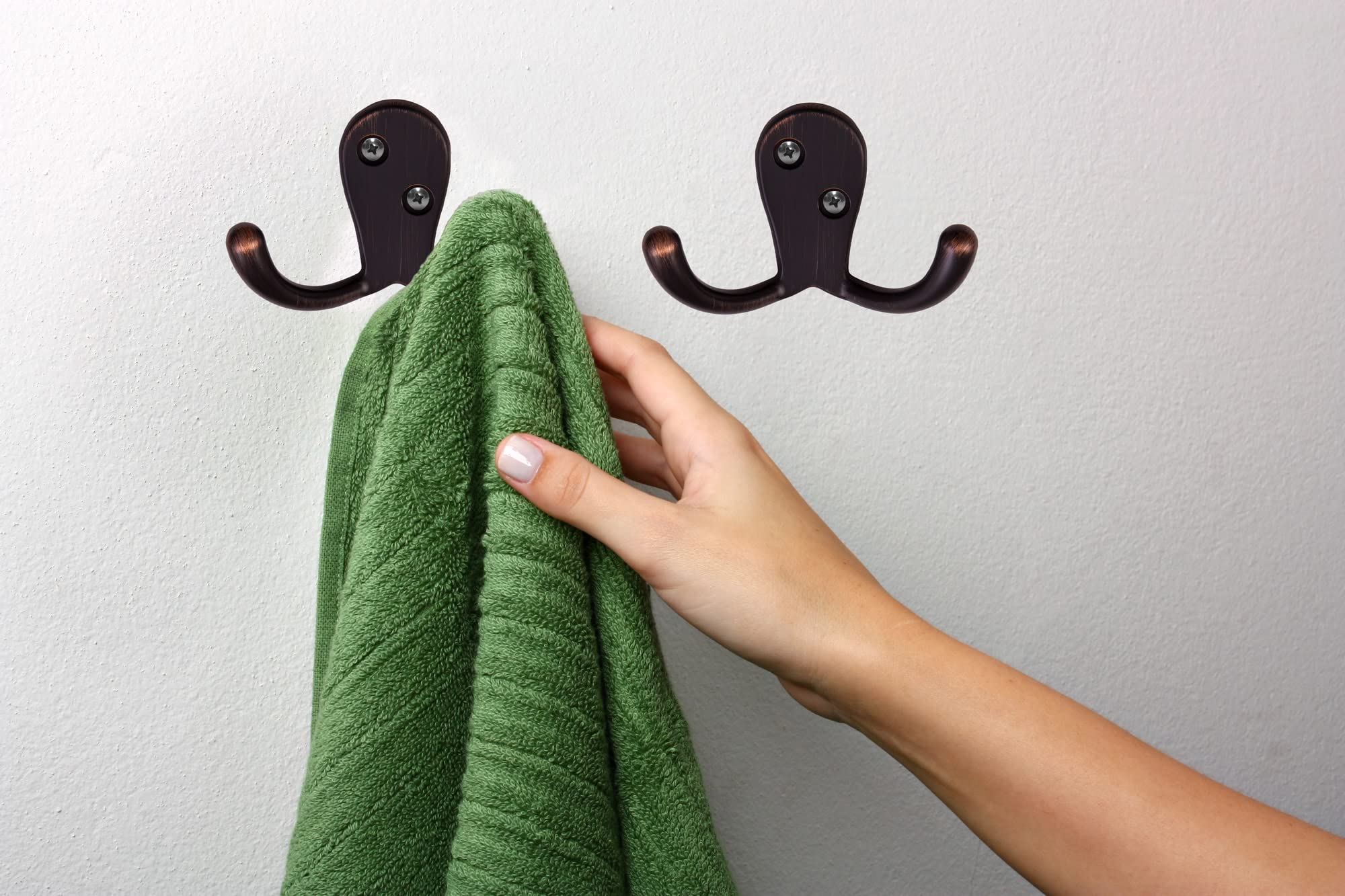 Design House Coat Hooks, Double Prong Hooks, Wall-Mounted, Steel Construction, Bath Robe & Towel Hooks, Oil Rubbed Bronze, 5-Pack, 2.86 in. W x 1.65 in. H x 0.98 in. D, 207738 - Image 5