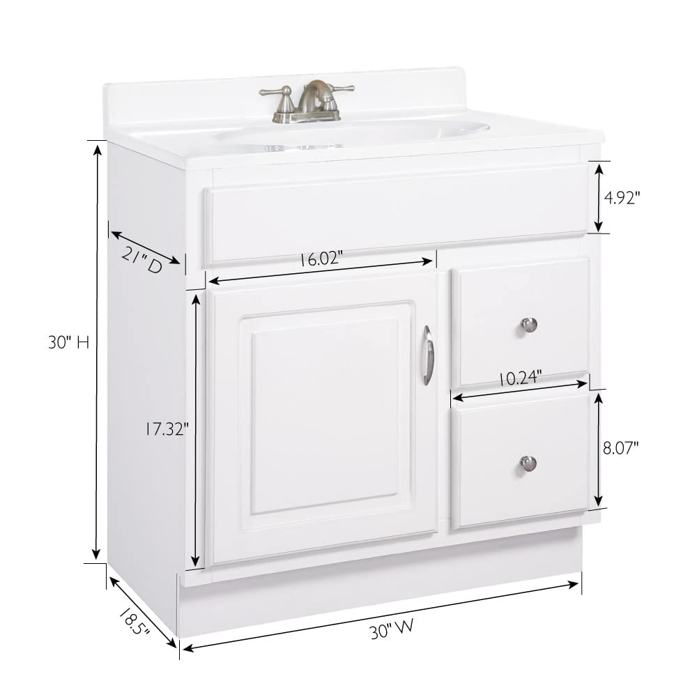Design House Concord 30 Inch Bathroom Vanity, Ready to Assemble, Solid Wood, White – Design House, 587014 - Image 3