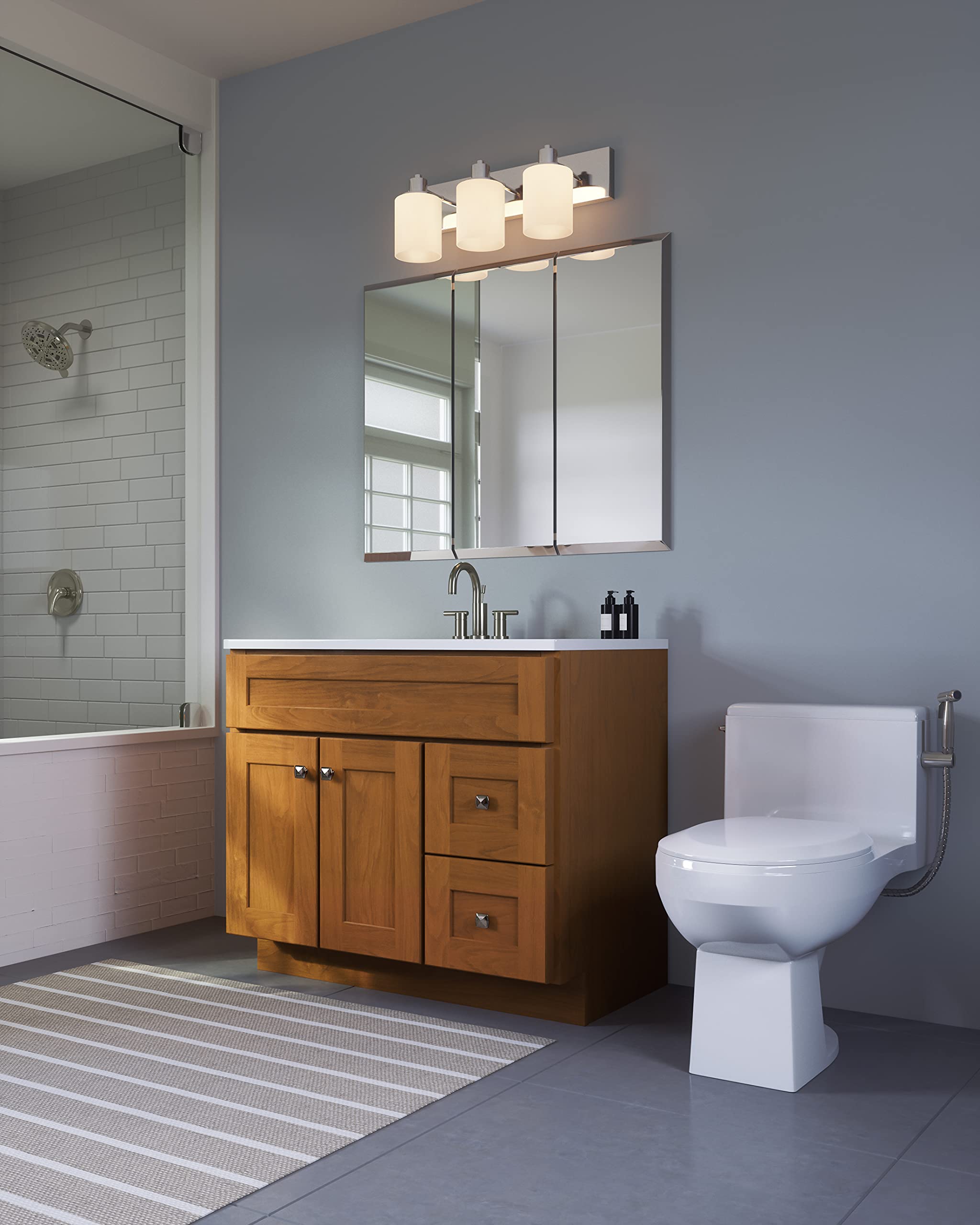 Design House Dane 3-Light Vanity Light, Polished Chrome Finish, Frosted Glass Shades, Dimmable, Bathroom Wall Fixture – Design House, 587478 - Image 15