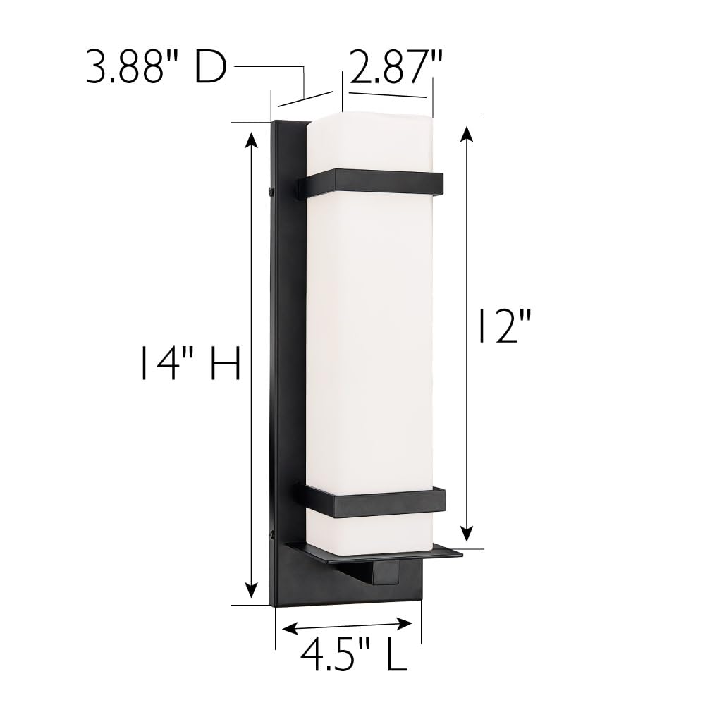Design House Davis 1-Light Indoor/Outdoor ADA Compliant Wall Light with White Opal Glass, Wet Rated for Porch, Patio, and Entryway – Design House, 588590-BLK - Image 4