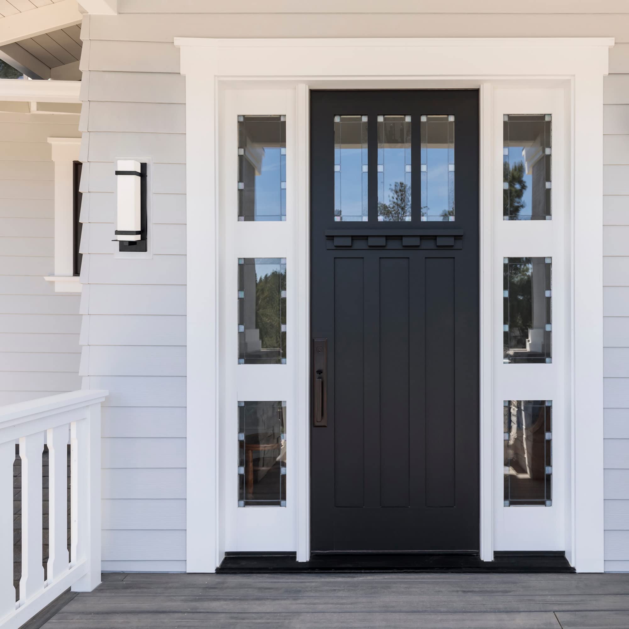 Design House Davis 1-Light Indoor/Outdoor ADA Compliant Wall Light with White Opal Glass, Wet Rated for Porch, Patio, and Entryway – Design House, 588590-BLK - Image 7