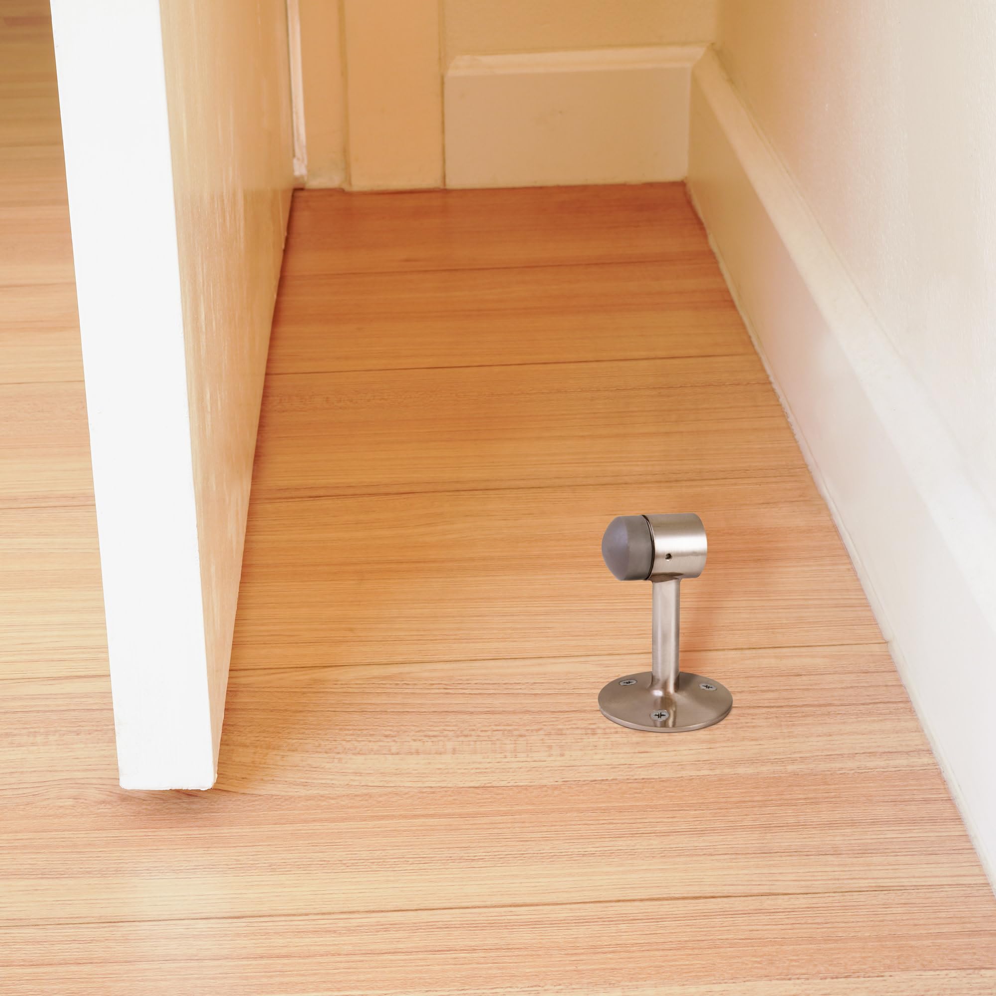 Design House Gooseneck Door Stop Wall Protector with Rubber Tip, Design House Satin Nickel Aluminum Door Stopper, 2-Pack, 189290-SN - Image 7