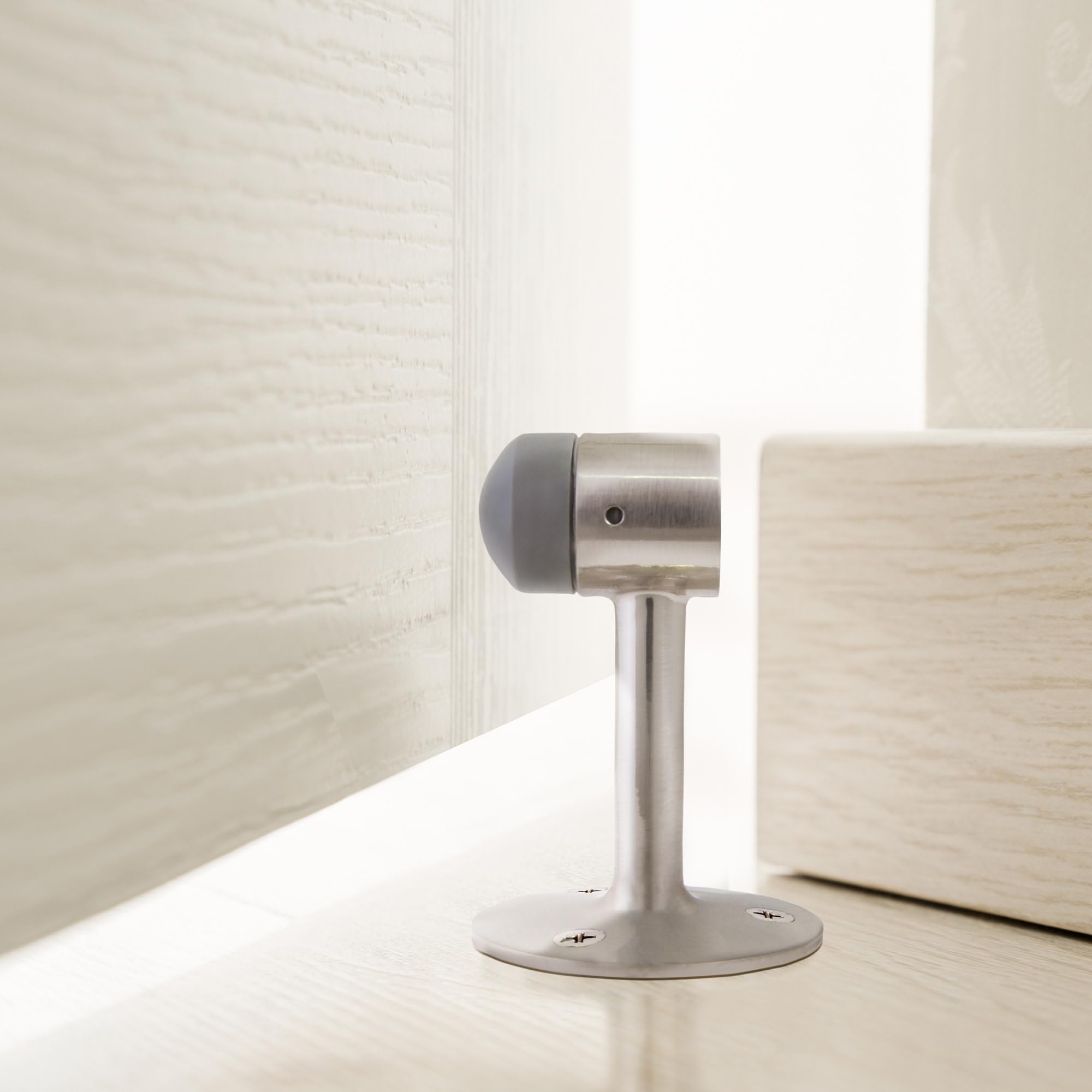 Design House Gooseneck Door Stop Wall Protector with Rubber Tip, Design House Satin Nickel Aluminum Door Stopper, 2-Pack, 189290-SN - Image 8