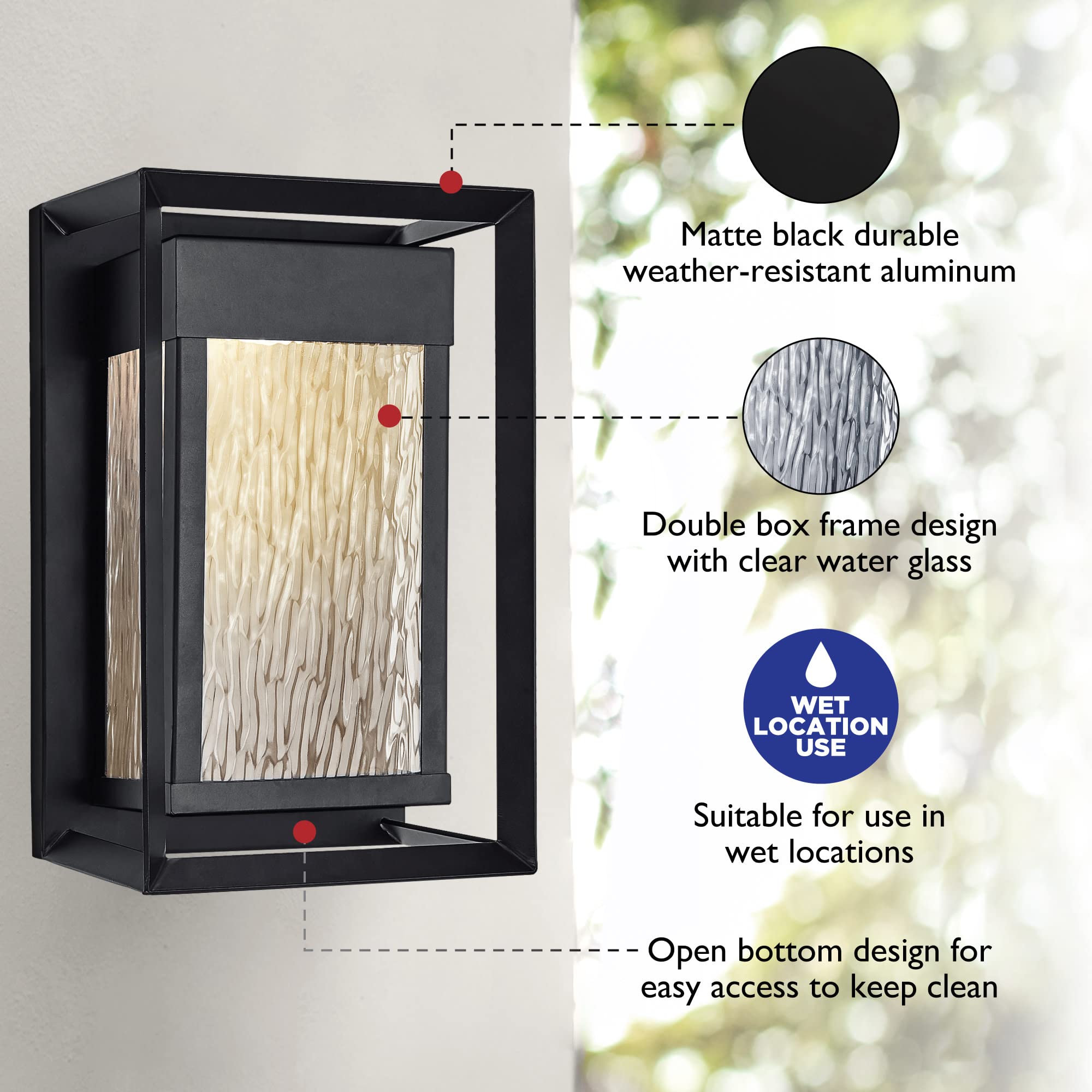 Design House Hartbrook Outdoor Integrated LED Wall Light with Clear Glass for Porch Entryway Patio, Matte Black, 589226-BLK - Image 10