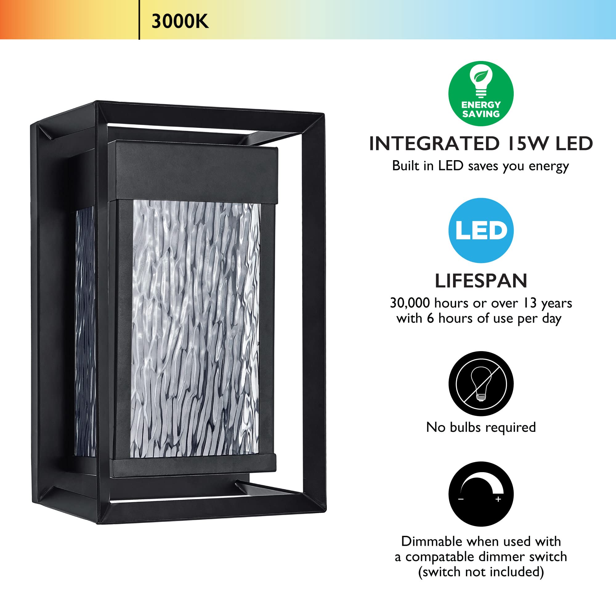 Design House Hartbrook Outdoor Integrated LED Wall Light with Clear Glass for Porch Entryway Patio, Matte Black, 589226-BLK - Image 11