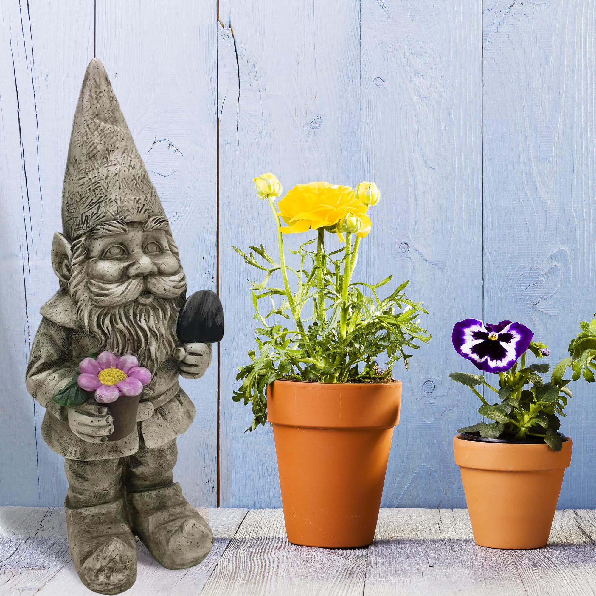 Design House Indoor/Outdoor Gnome with Flower Pot and Shovel Figurine Statue for Garden Patio Home & Office Décor Housewarming Gifting Birthdays - Image 7